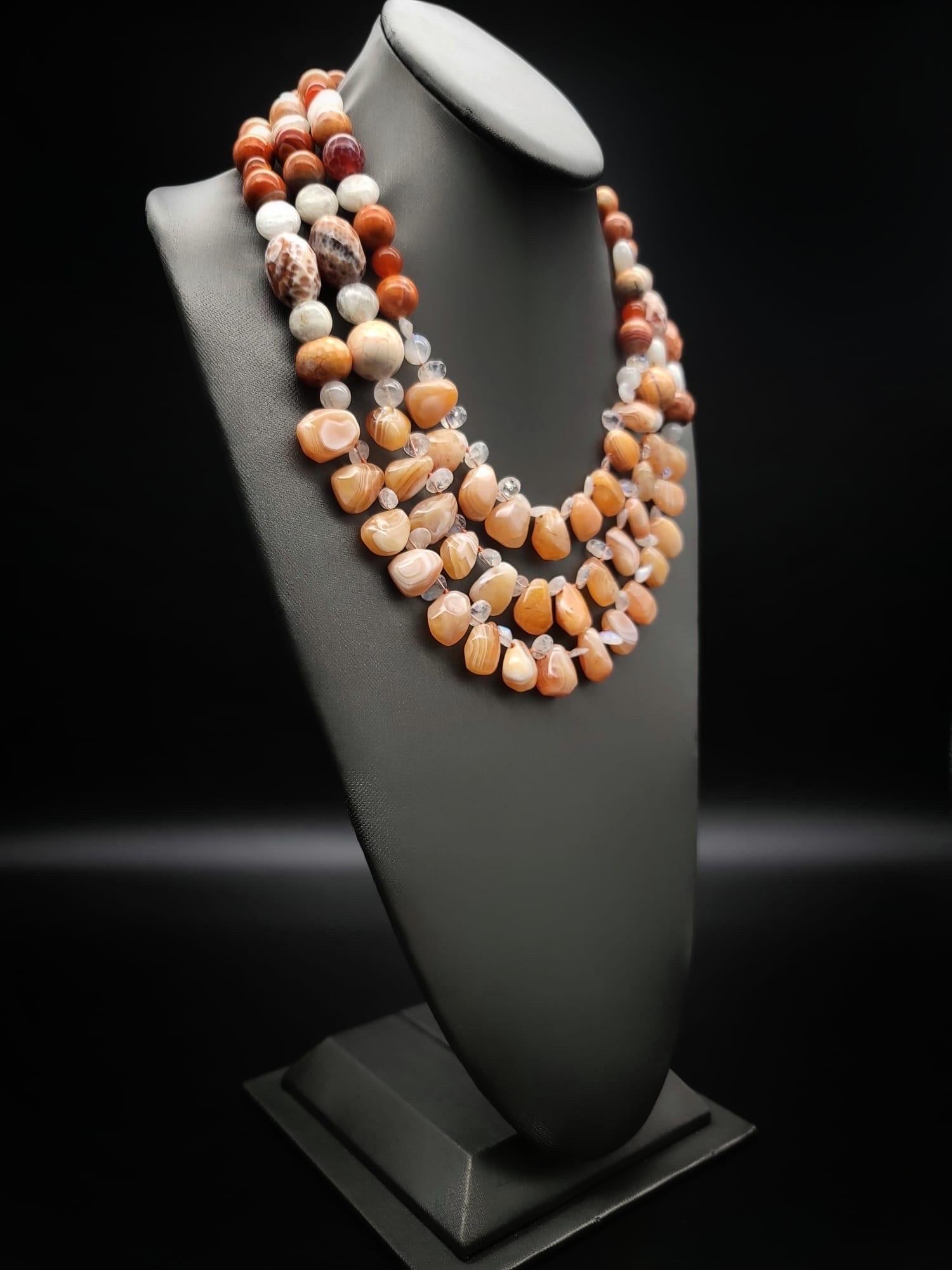 A.Jeschel Rainbow Moonstone and Carnelian Necklace For Sale 1