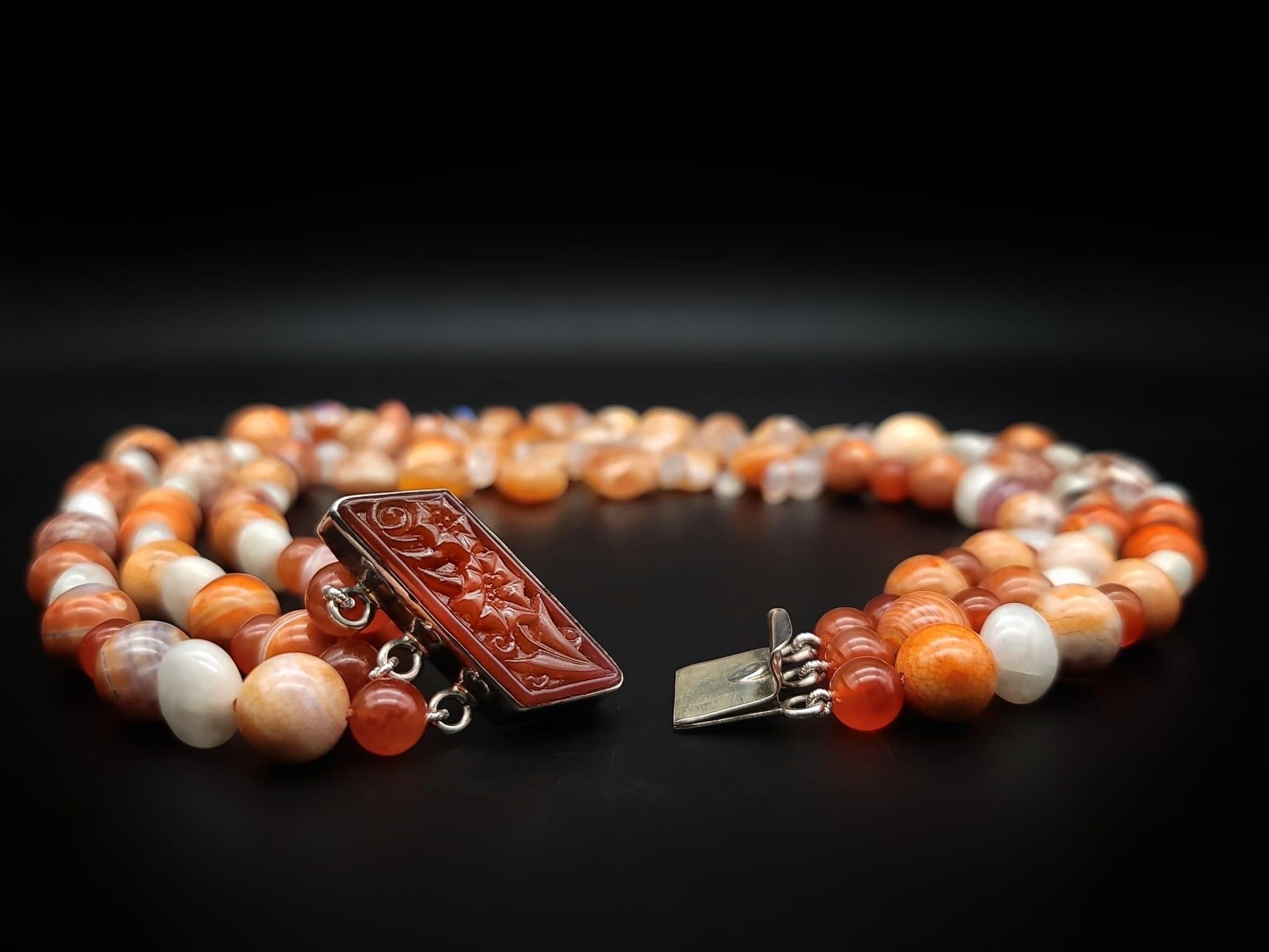 A.Jeschel Rainbow Moonstone and Carnelian Necklace For Sale 3