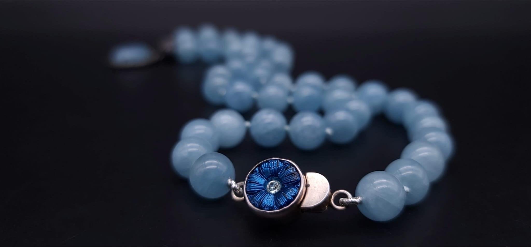 Women's A.Jeschel Rich blue Aquamarine and Diamond Pendant necklace For Sale