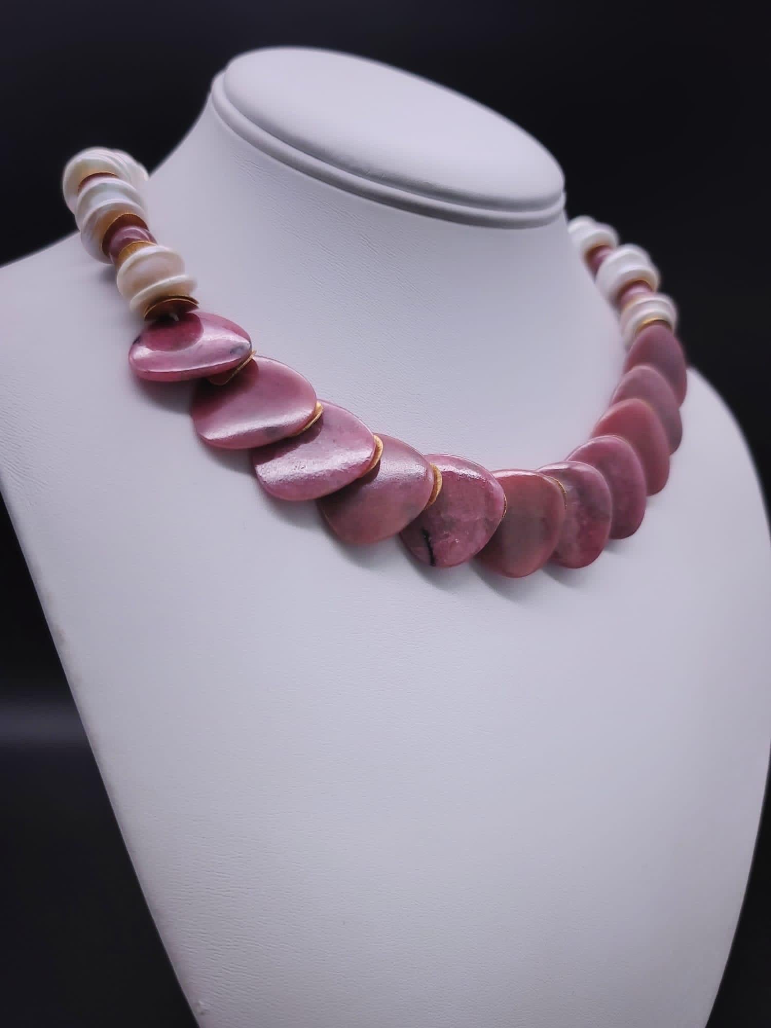 Mixed Cut A.Jeschel Rich Rosy colored Rhodochrosite Necklace