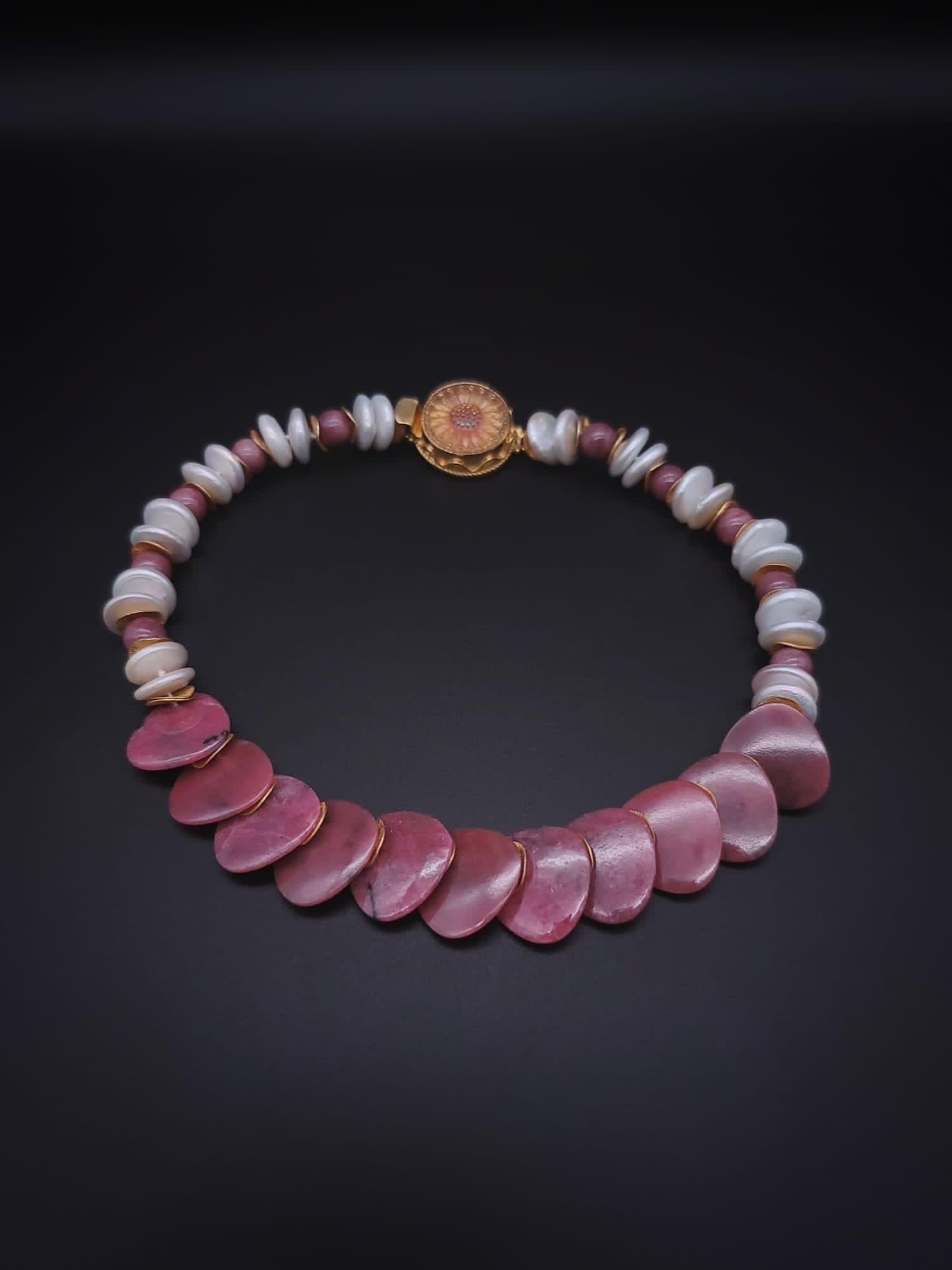 A.Jeschel Rich Rosy colored Rhodochrosite Necklace In New Condition In Miami, FL