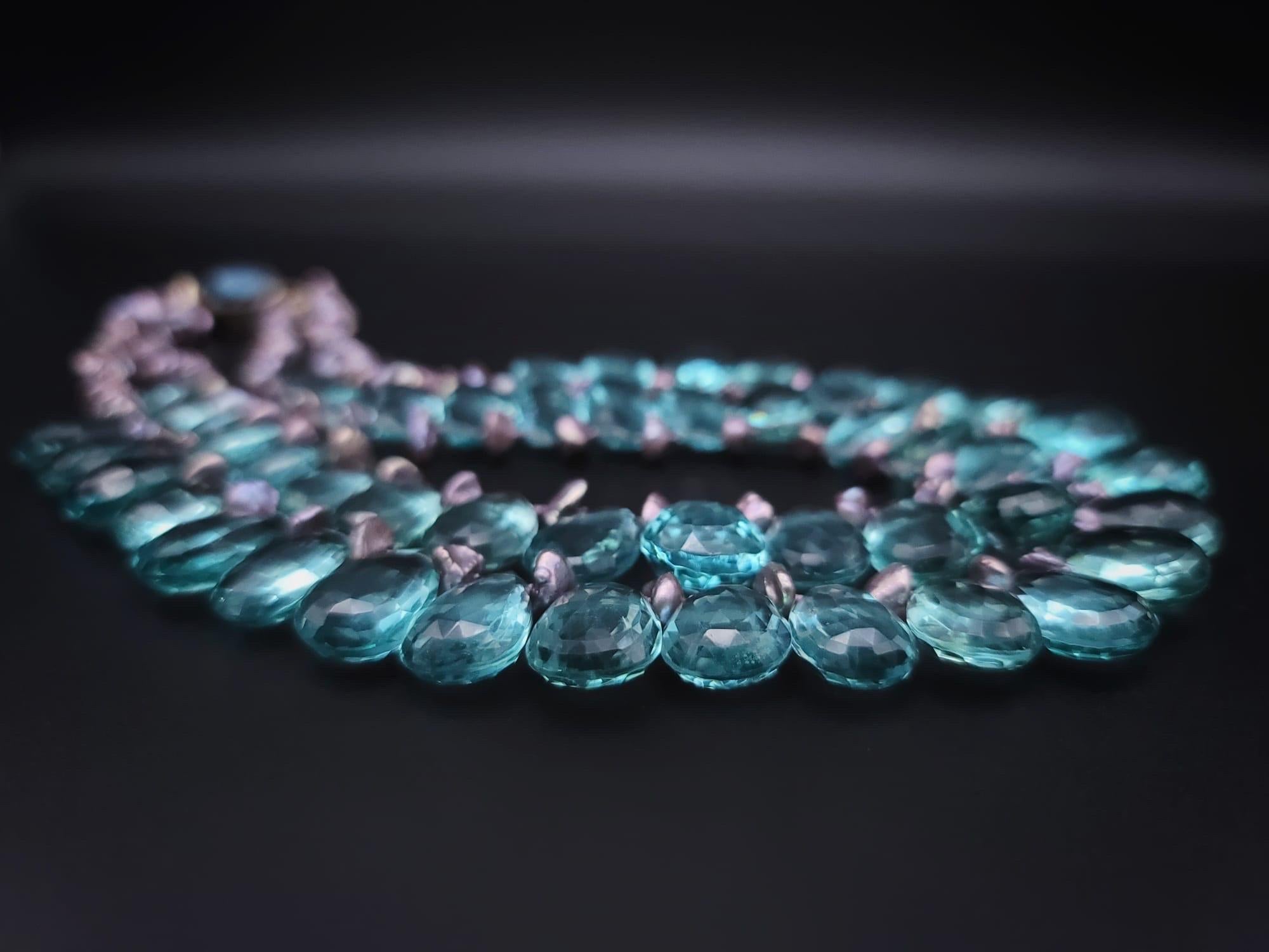 A.Jeschel Romantic 2 strand Blue Quartz necklace For Sale 3