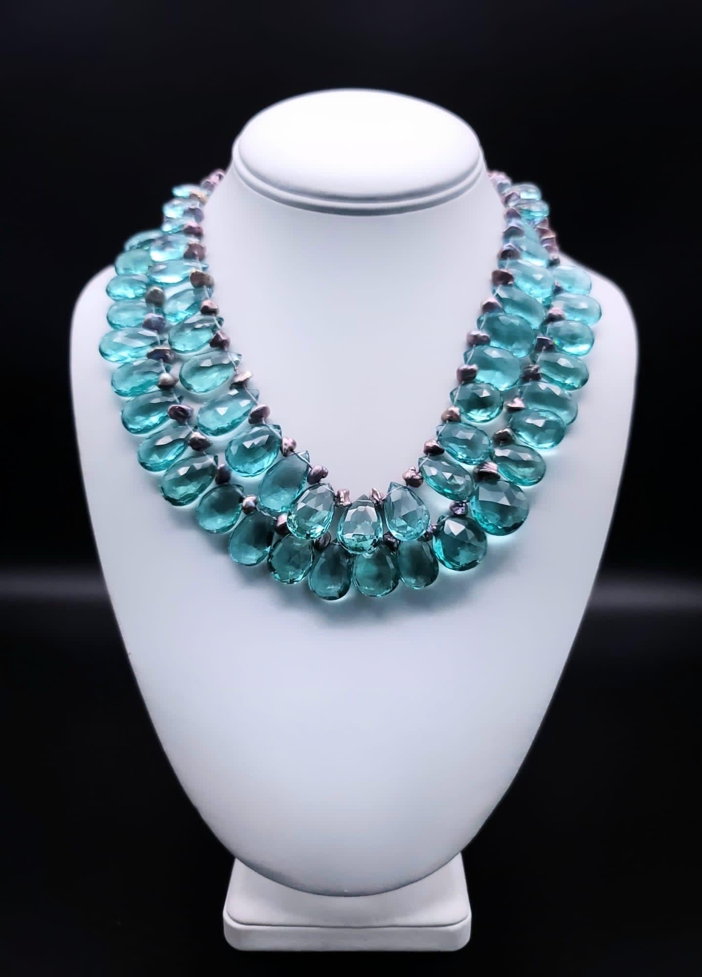 A.Jeschel Romantic 2 strand Blue Quartz necklace For Sale 4