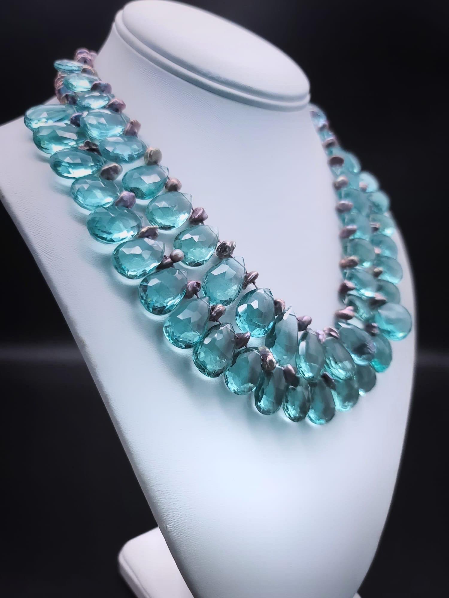 A.Jeschel Romantic 2 strand Blue Quartz necklace For Sale 7