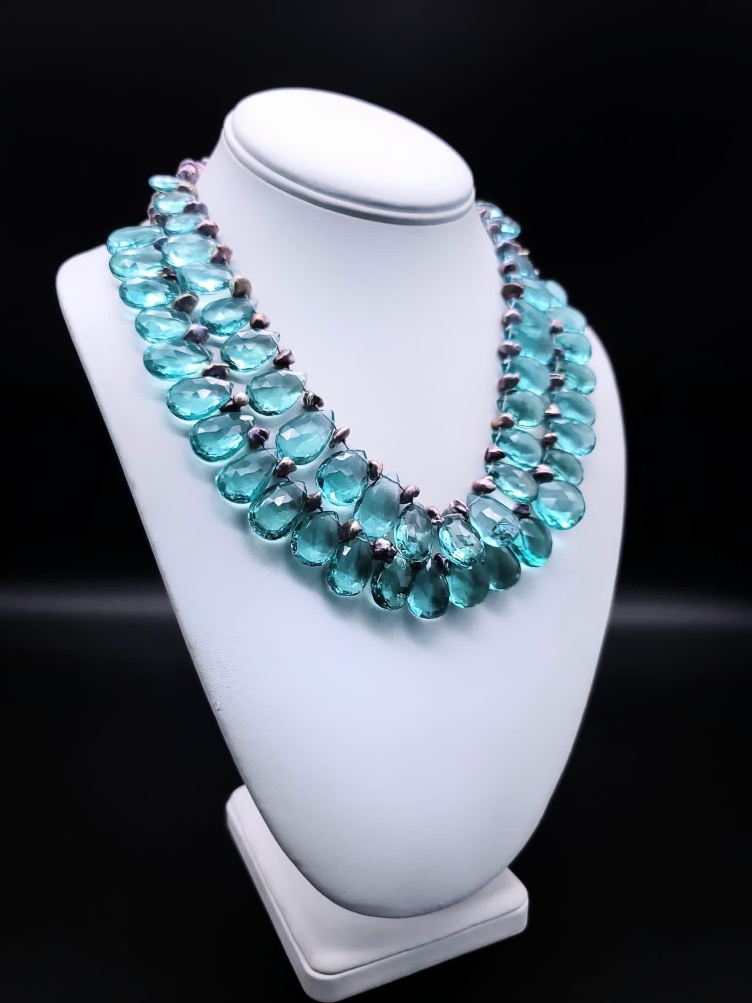 A.Jeschel Romantic 2 strand Blue Quartz necklace For Sale 2