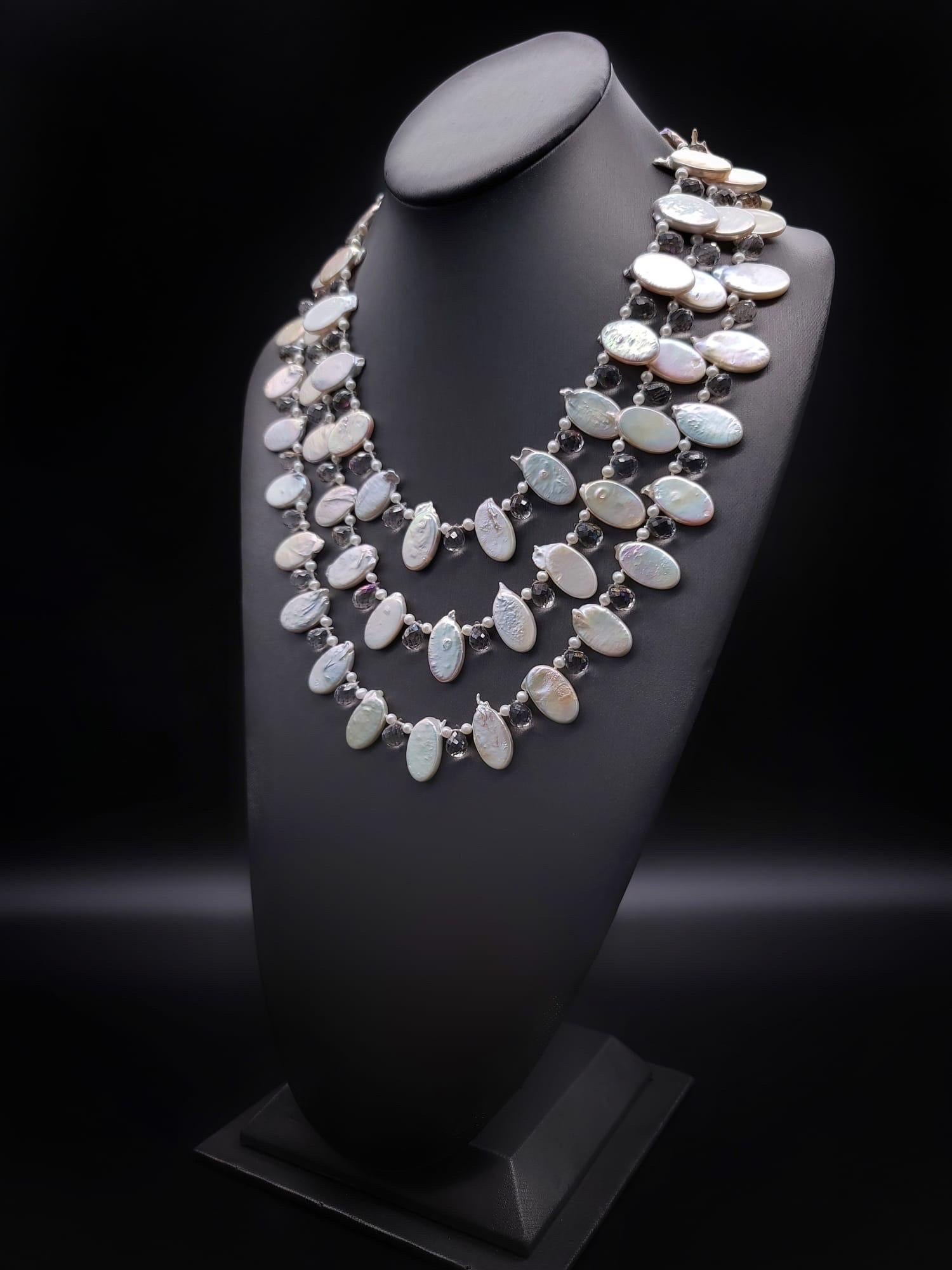 A.Jeschel Romantic 3-strand Pearl necklace. For Sale 7