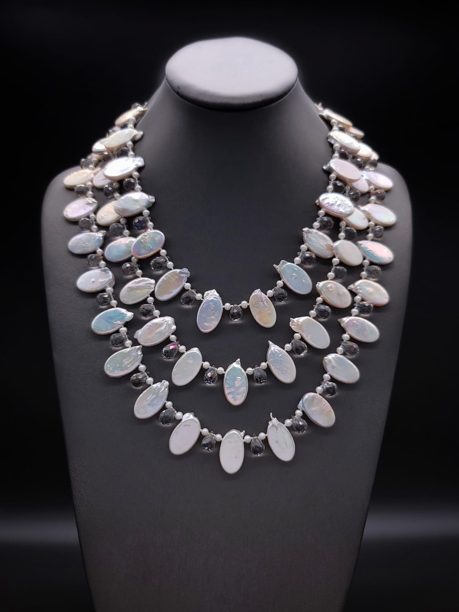 A.Jeschel Romantic 3-strand Pearl necklace. For Sale 9