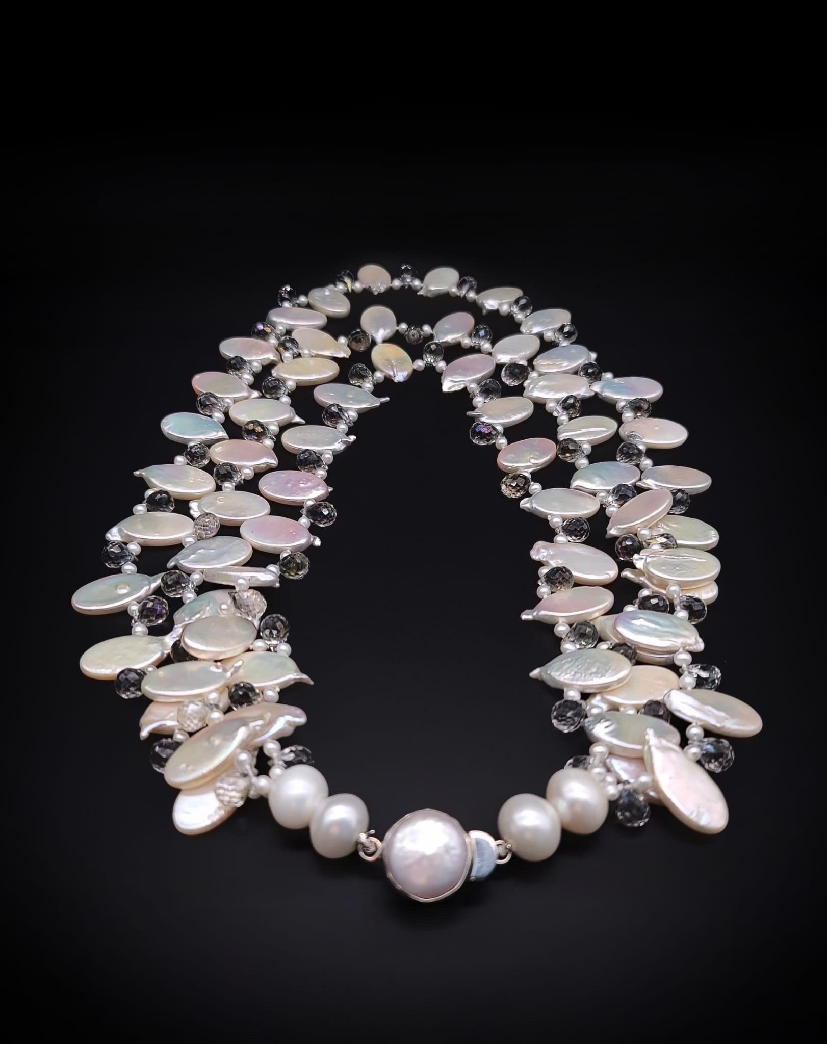 A.Jeschel Romantic 3-strand Pearl necklace. For Sale 10