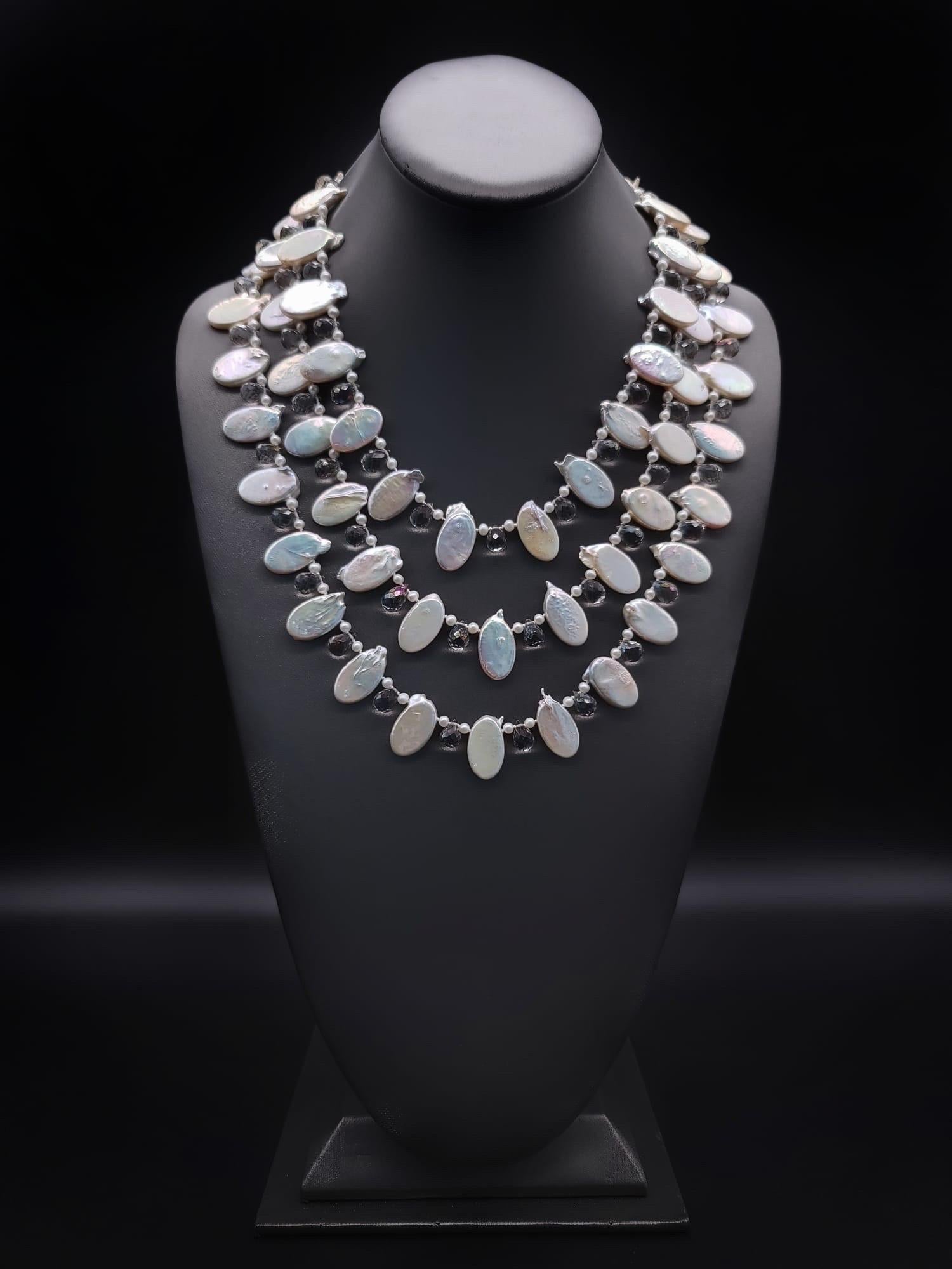 A.Jeschel Romantic 3-strand Pearl necklace. For Sale 14