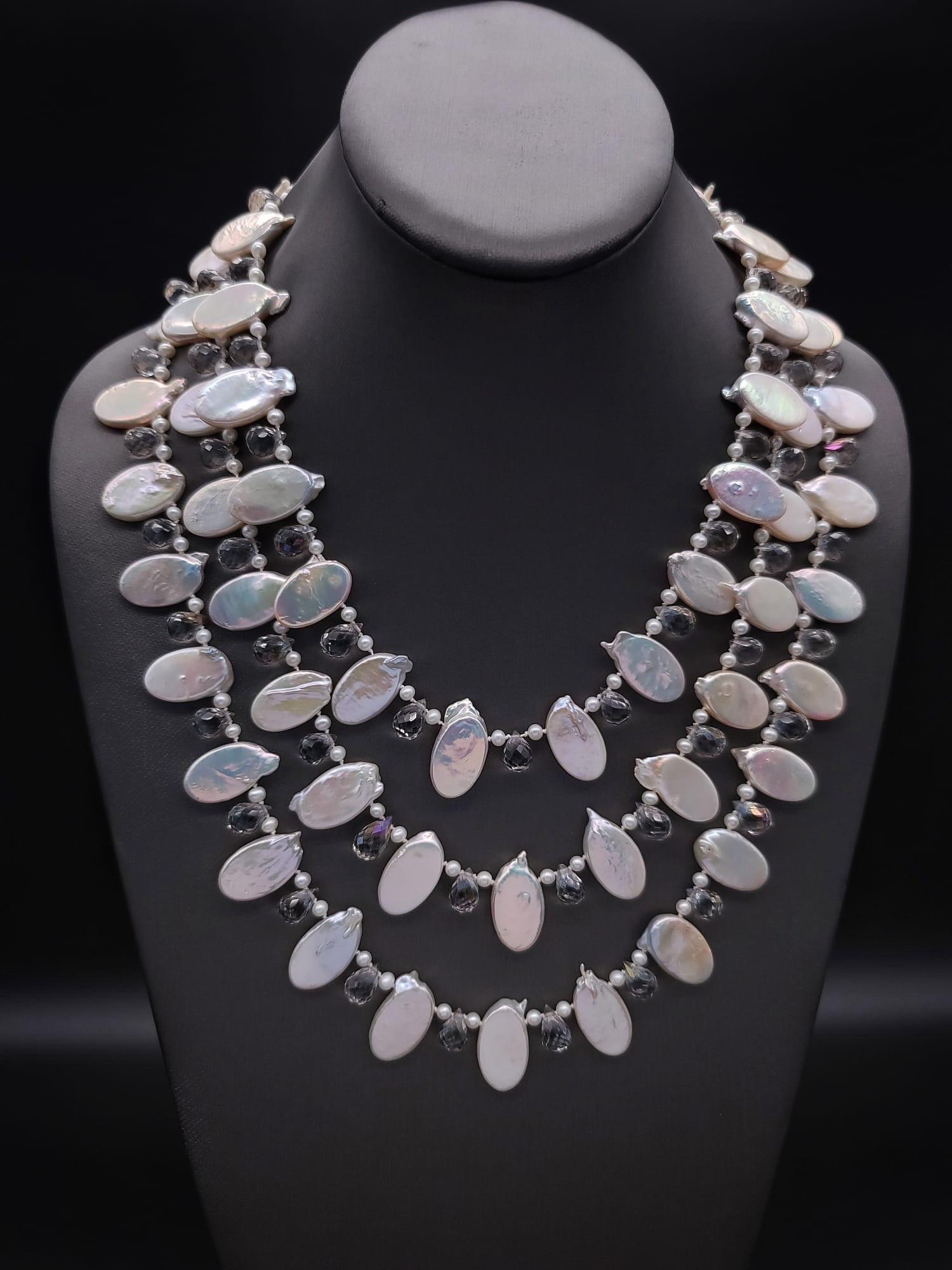 Contemporary A.Jeschel Romantic 3-strand Pearl necklace. For Sale