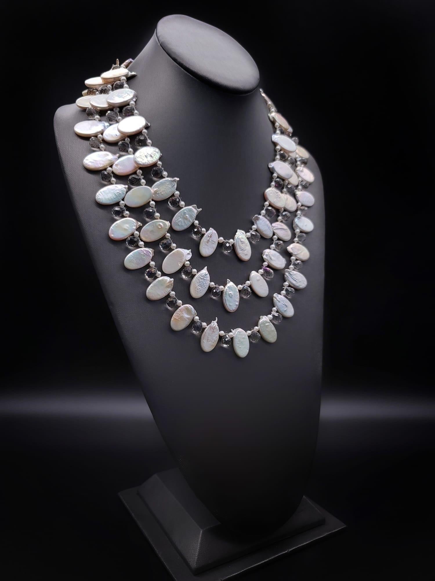 Women's A.Jeschel Romantic 3-strand Pearl necklace. For Sale