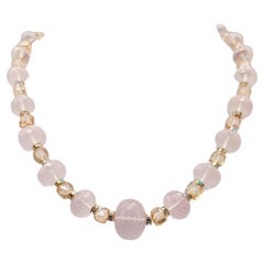 A.Jeschel Romantic Rose Quartz single strand necklace.