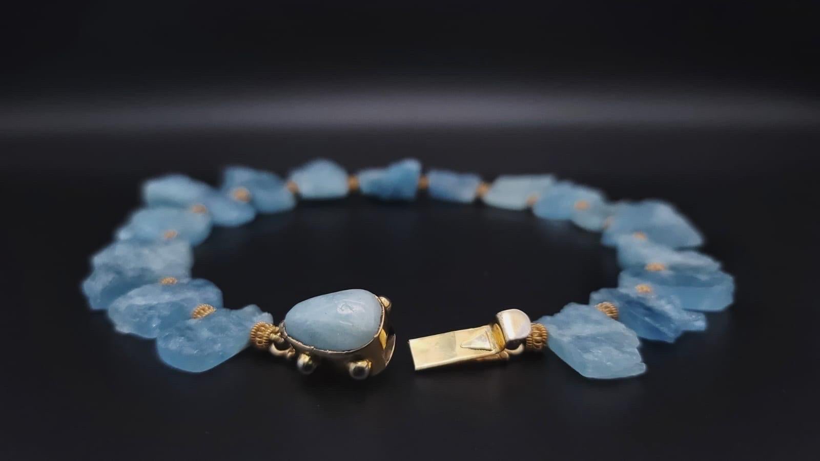 A.Jeschel Rough Cut Chunky Aquamarine Necklace  In New Condition For Sale In Miami, FL