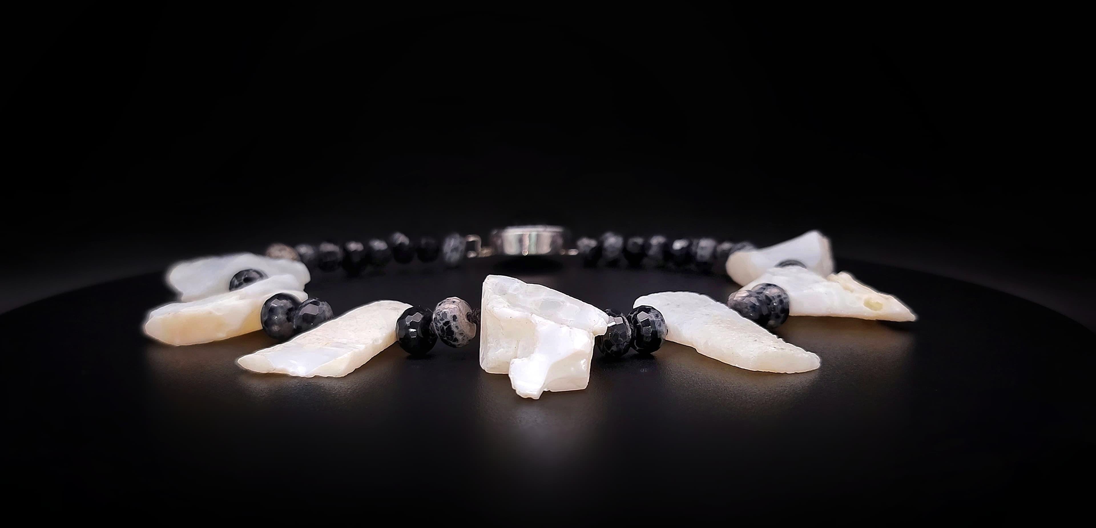 A.Jeschel Rough White Opal bold necklace with a Vintage cameo. For Sale 7