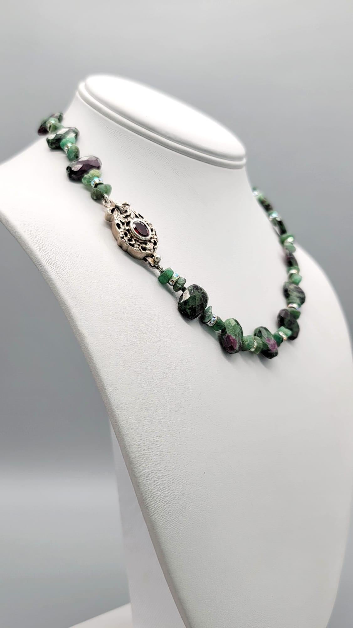 Contemporary A.Jeschel Ruby in Zoisite and Emerald necklace.