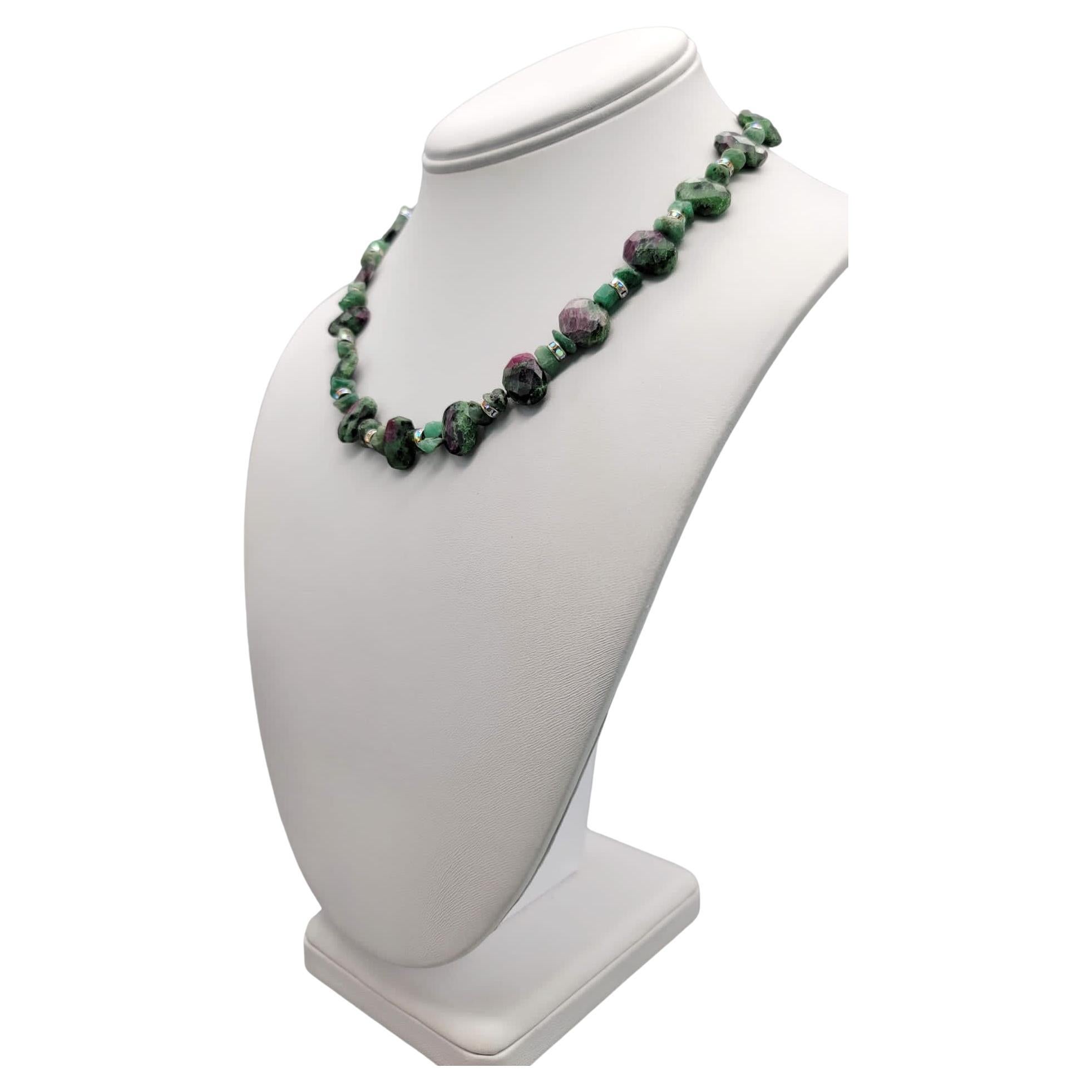 Mixed Cut A.Jeschel Ruby in Zoisite and Emerald necklace.