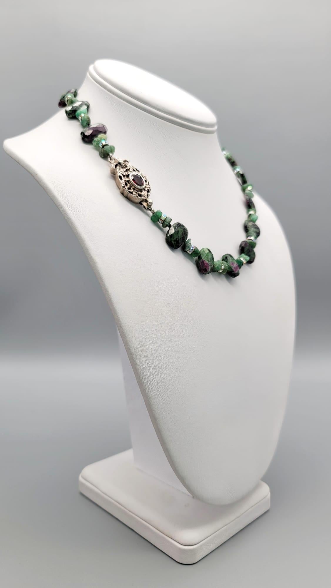 A.Jeschel Ruby in Zoisite and Emerald necklace. In New Condition In Miami, FL