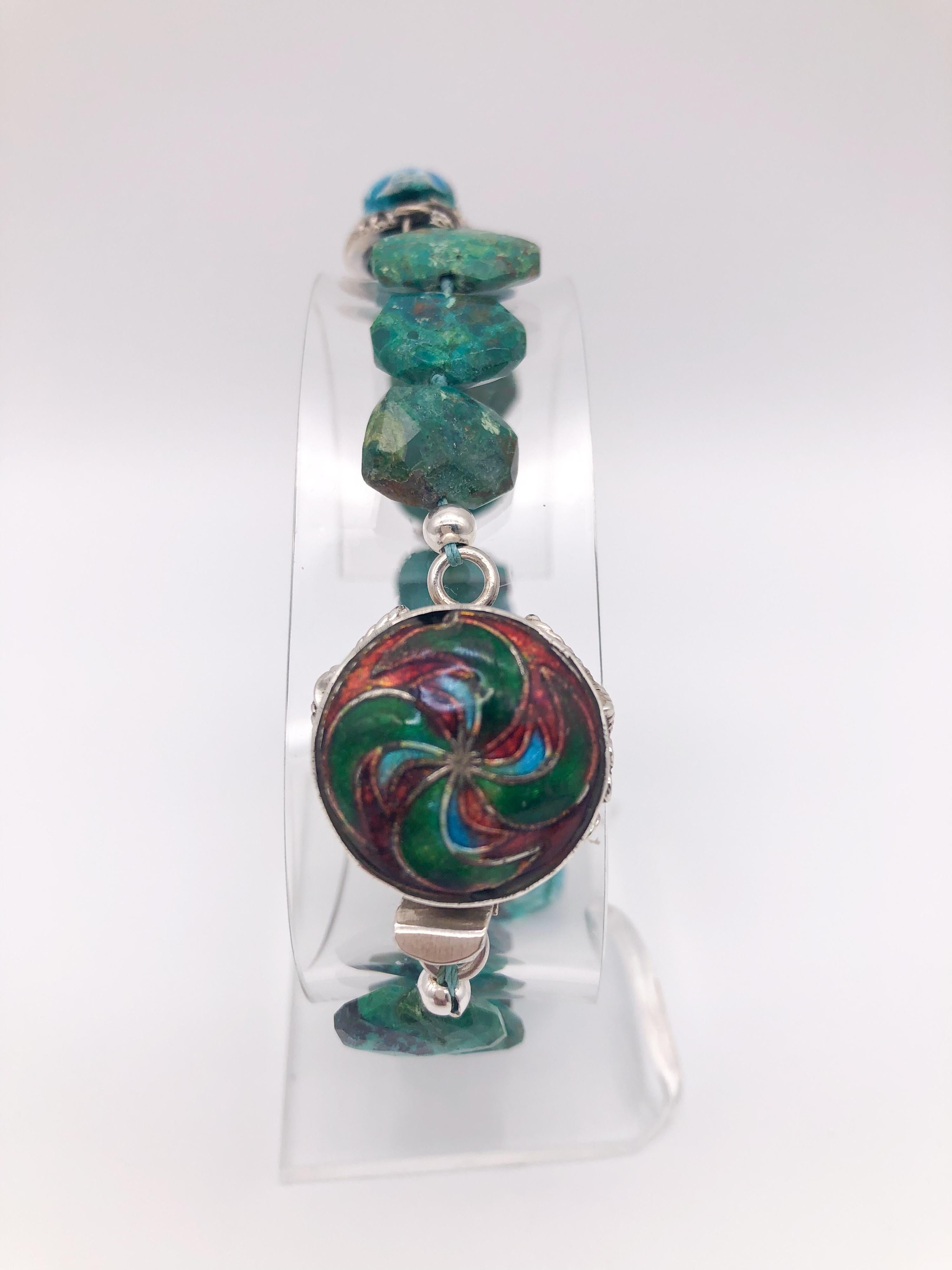 Women's A.Jeschel Scarab and Chrysocolla  bracelet  For Sale