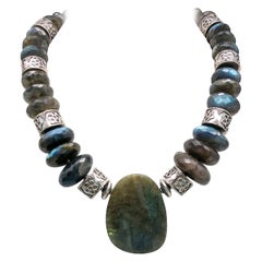 A.jeschel Showstopping Labradorite Rondelle Necklace with Large Specimen Center