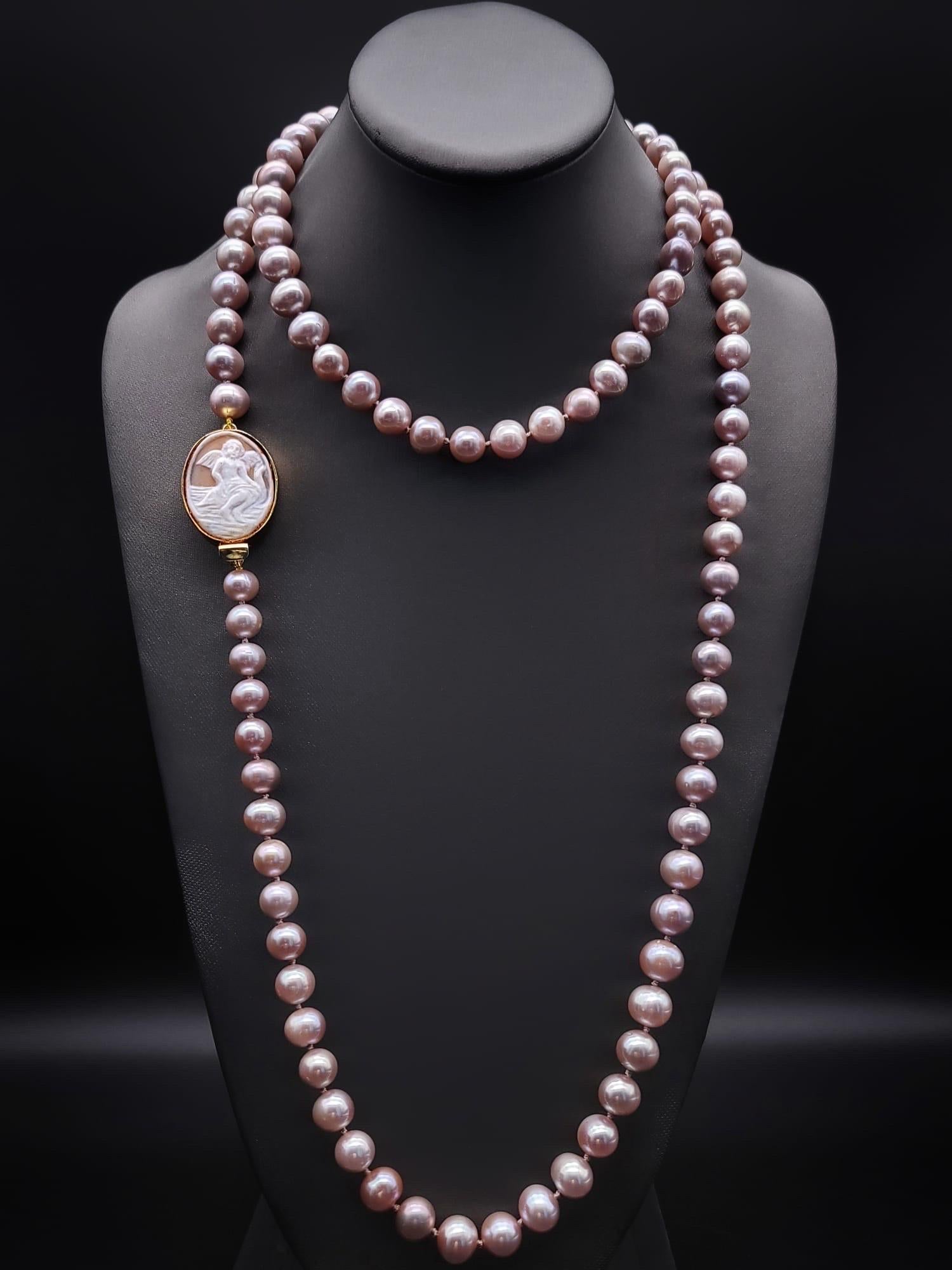A.Jeschel Spectacular Angelskin pink freshwater Pearl necklace. 10