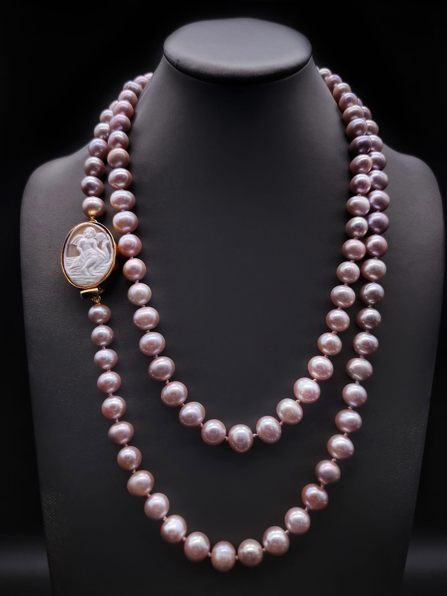 Contemporary A.Jeschel Spectacular Angelskin pink freshwater Pearl necklace.