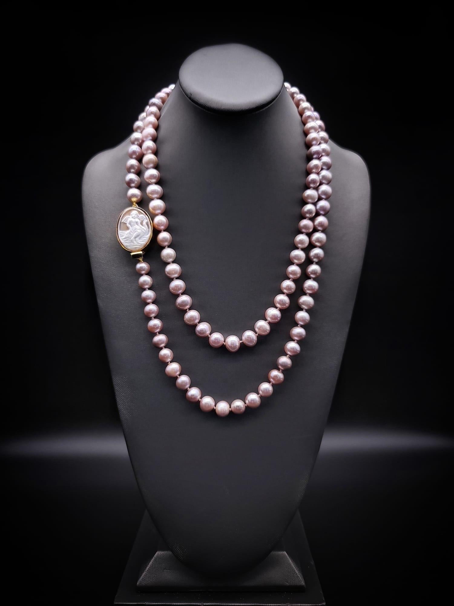 A.Jeschel Spectacular Angelskin pink freshwater Pearl necklace. In New Condition In Miami, FL