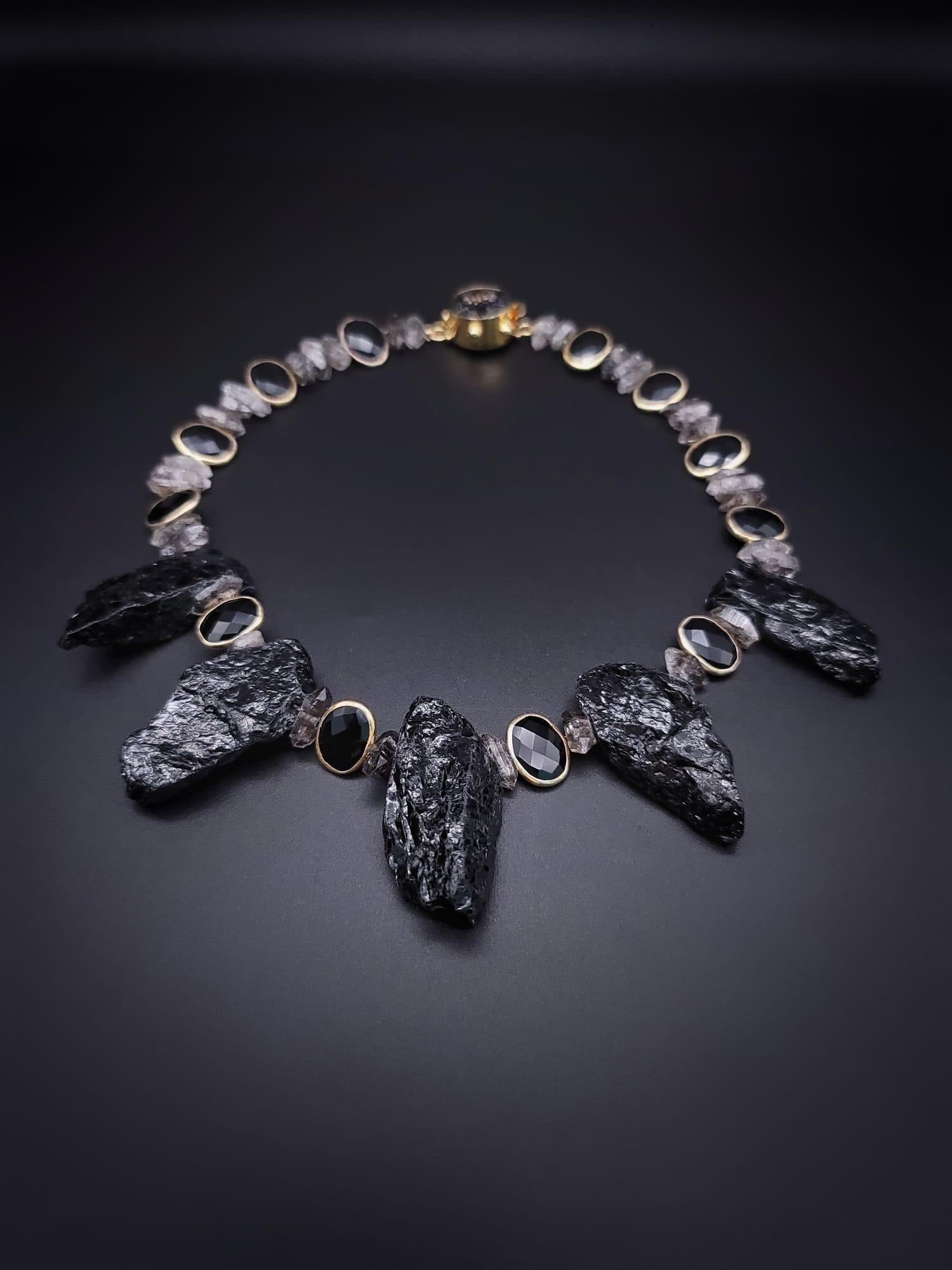 A.Jeschel Spectacular Bold Black Tourmaline Necklace. For Sale 6