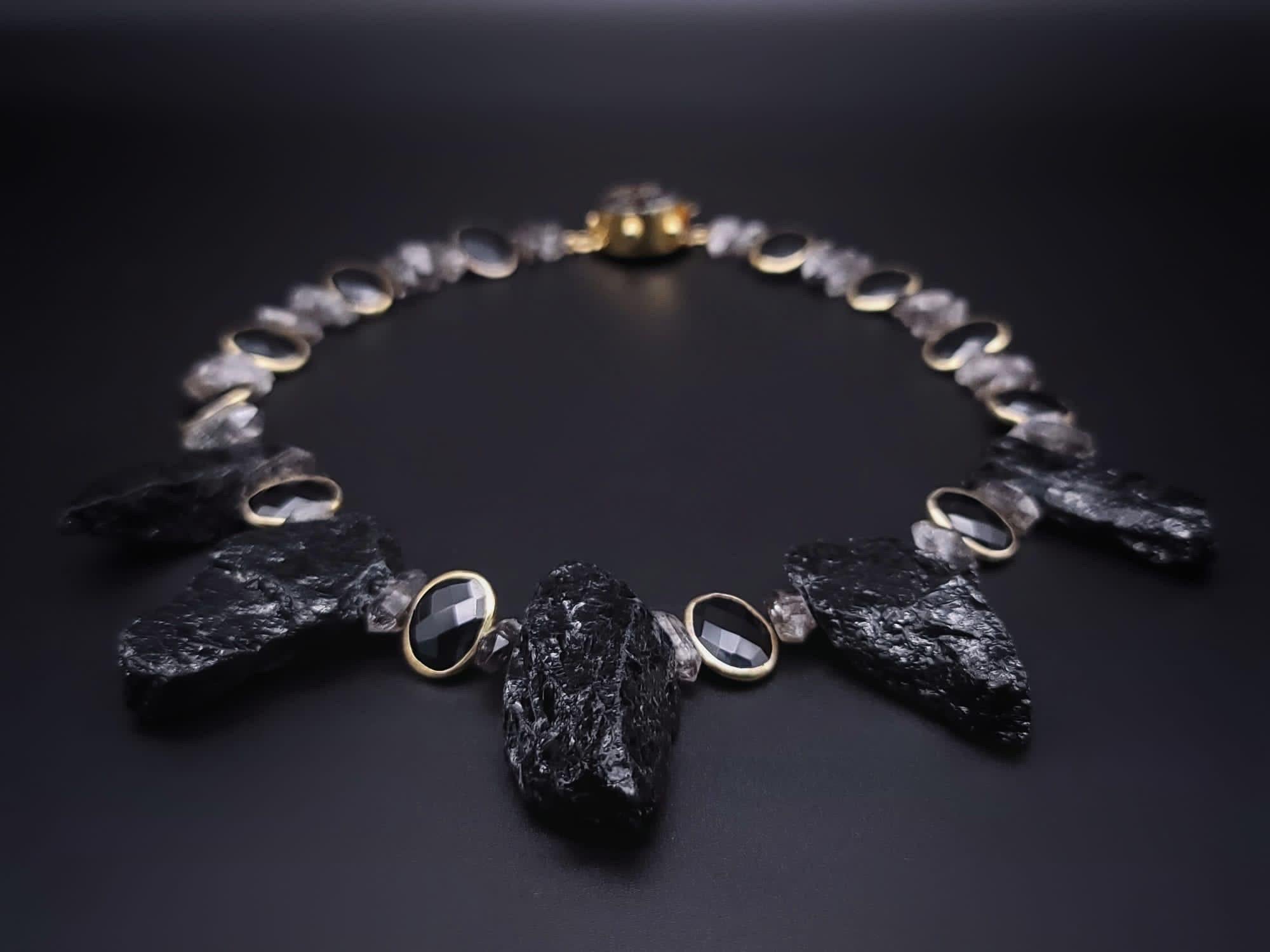 A.Jeschel Spectacular Bold Black Tourmaline Necklace. For Sale 8