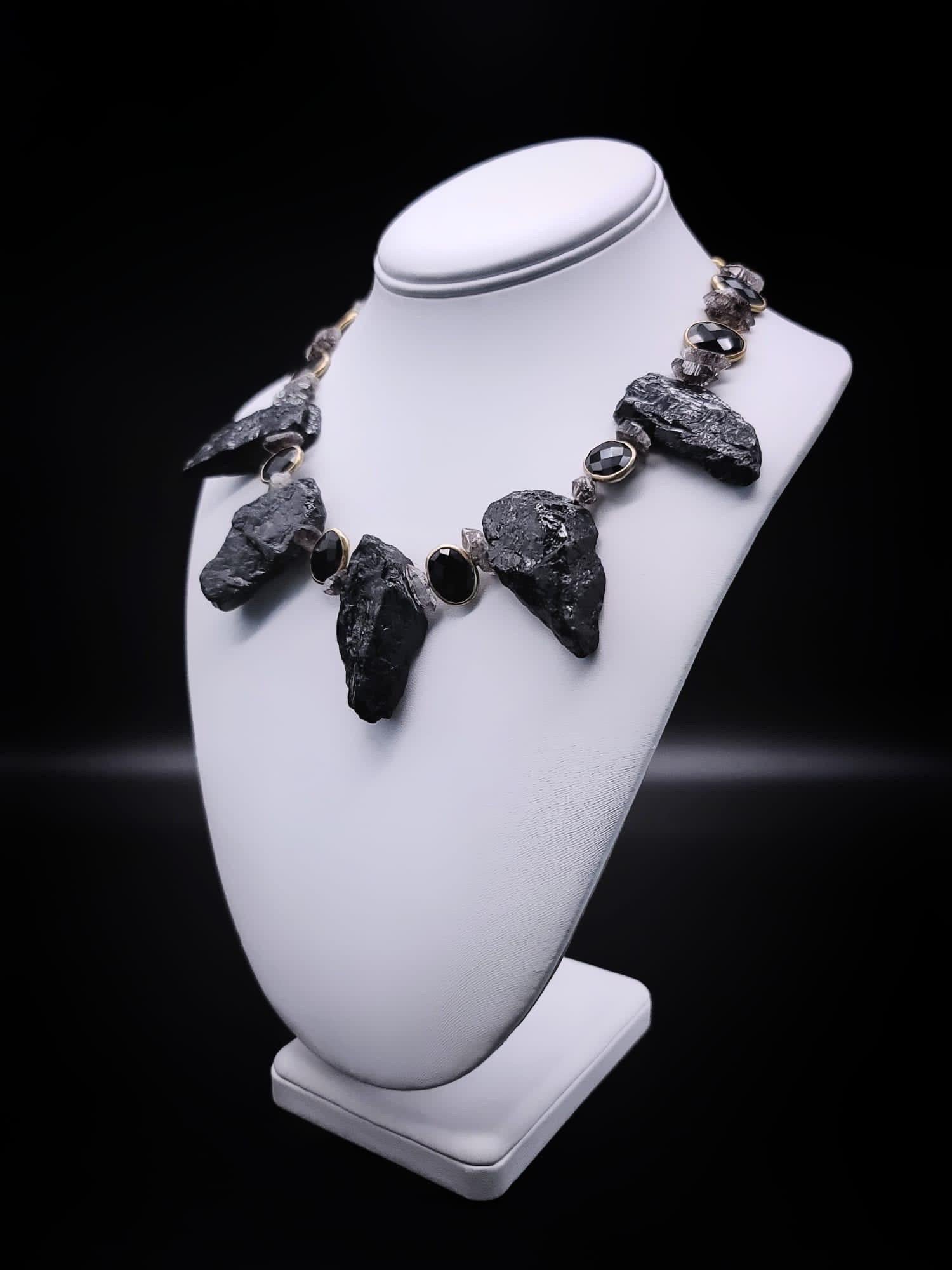 Contemporary A.Jeschel Spectacular Bold Black Tourmaline Necklace. For Sale
