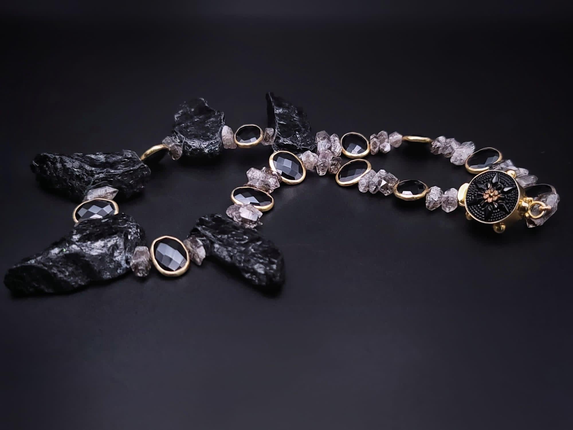 A.Jeschel Spectacular Bold Black Tourmaline Necklace. For Sale 1