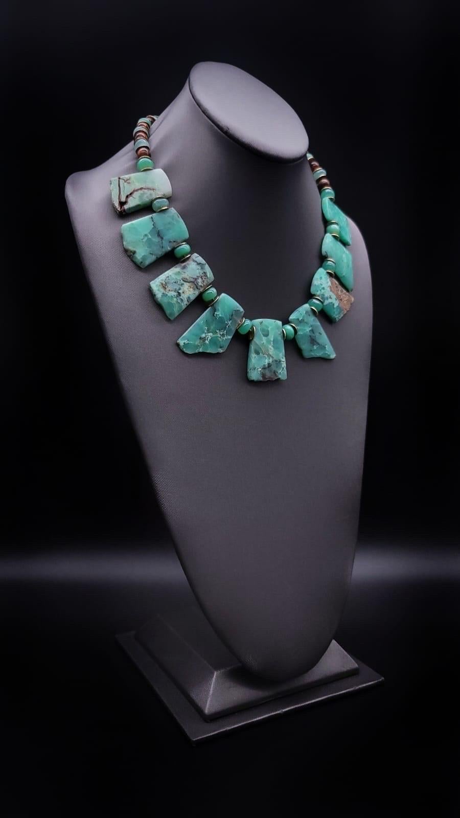 Mixed Cut A.Jeschel Spectacular Chrysoprase plates necklace For Sale