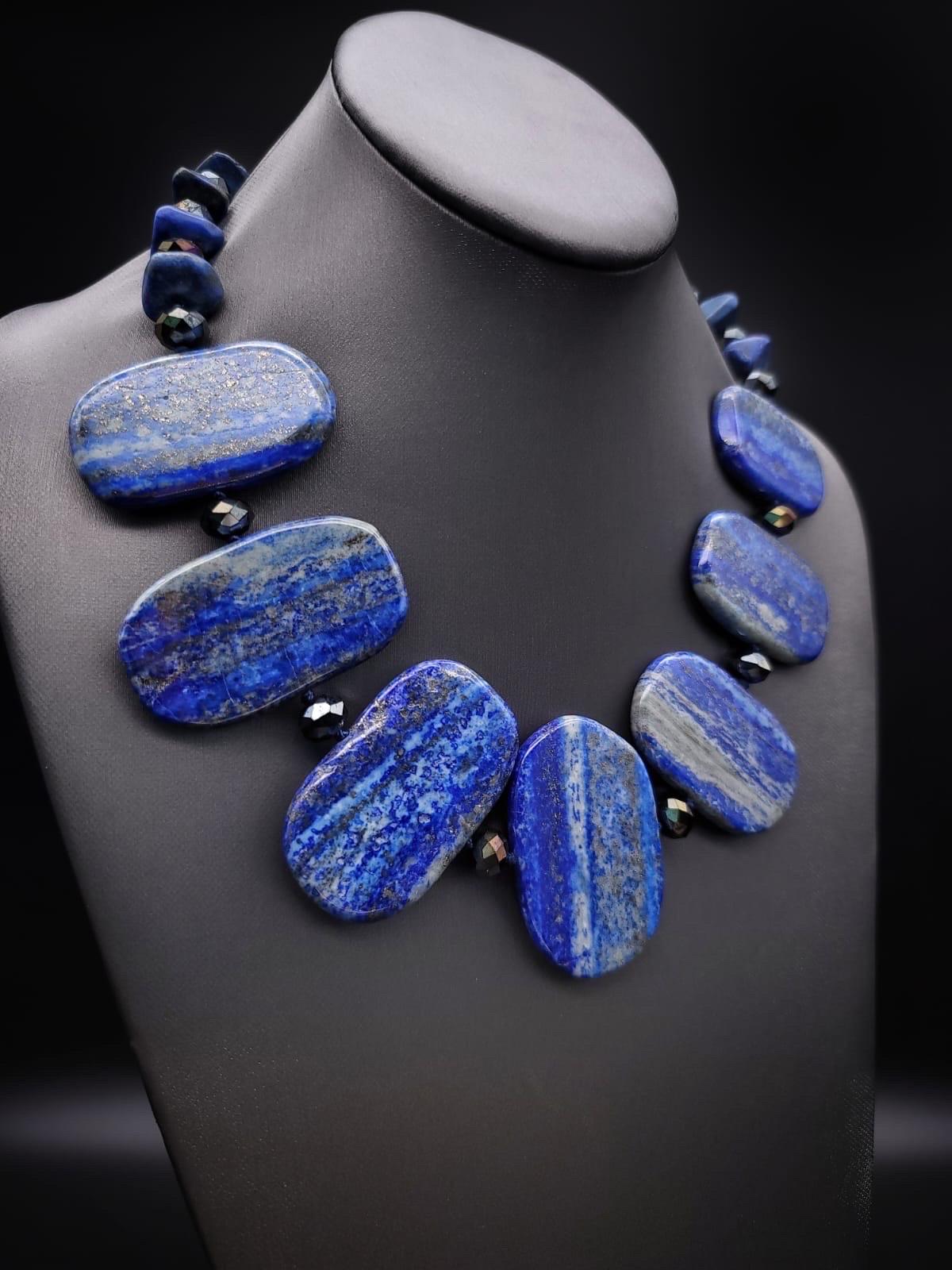 Mixed Cut A.Jeschel Spectacular Lapis Lazuli plates necklace. For Sale