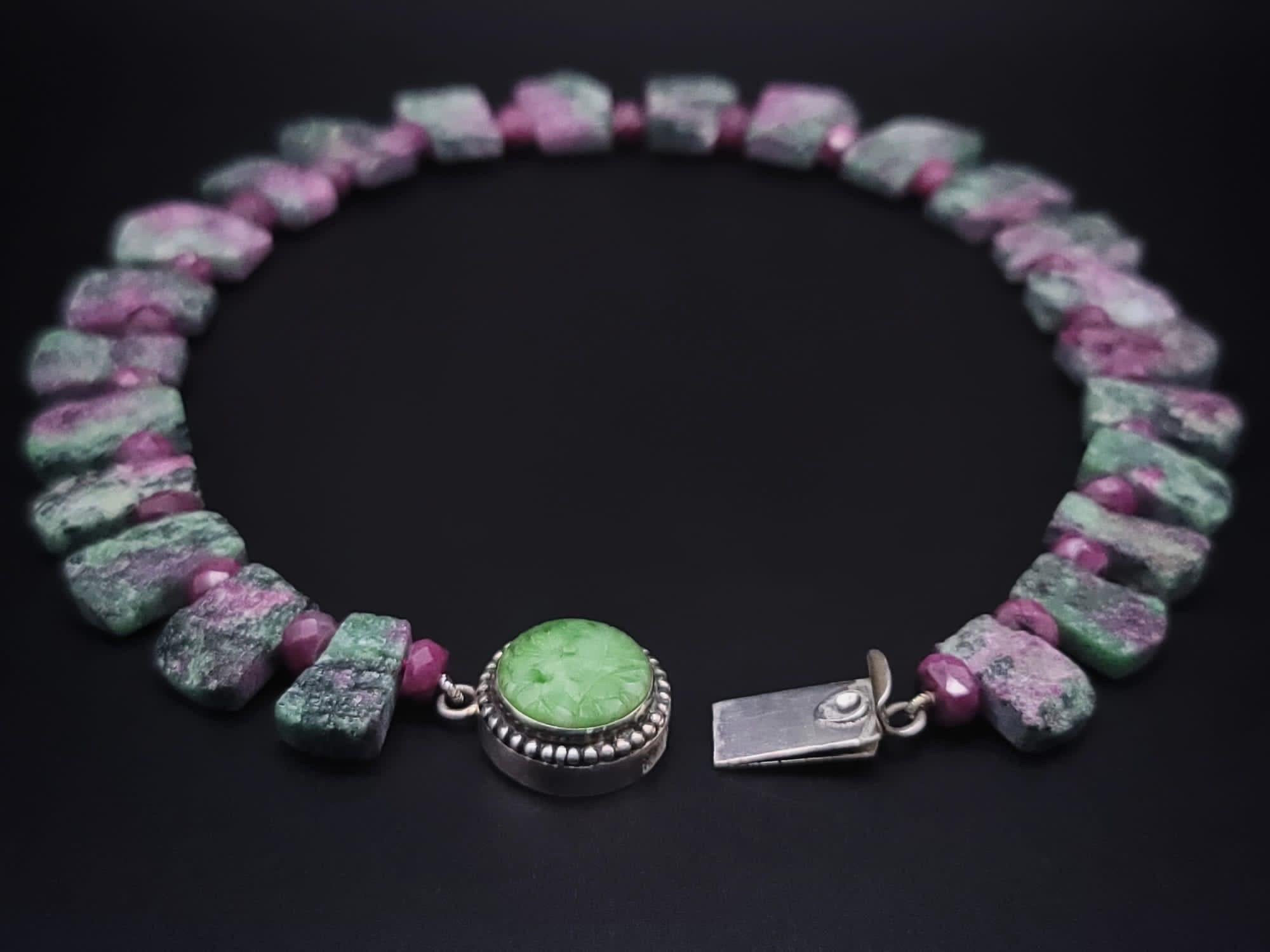 A.Jeschel Spectacular Ruby Zoisite Collar necklace. For Sale 3