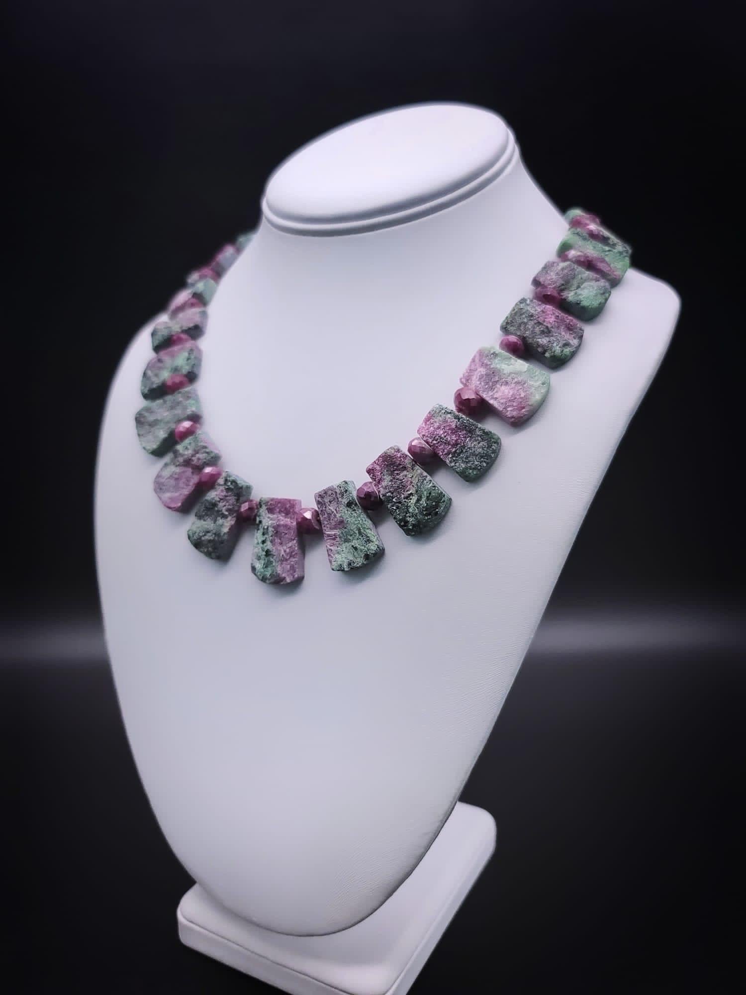 Mixed Cut A.Jeschel Spectacular Ruby Zoisite Collar necklace. For Sale