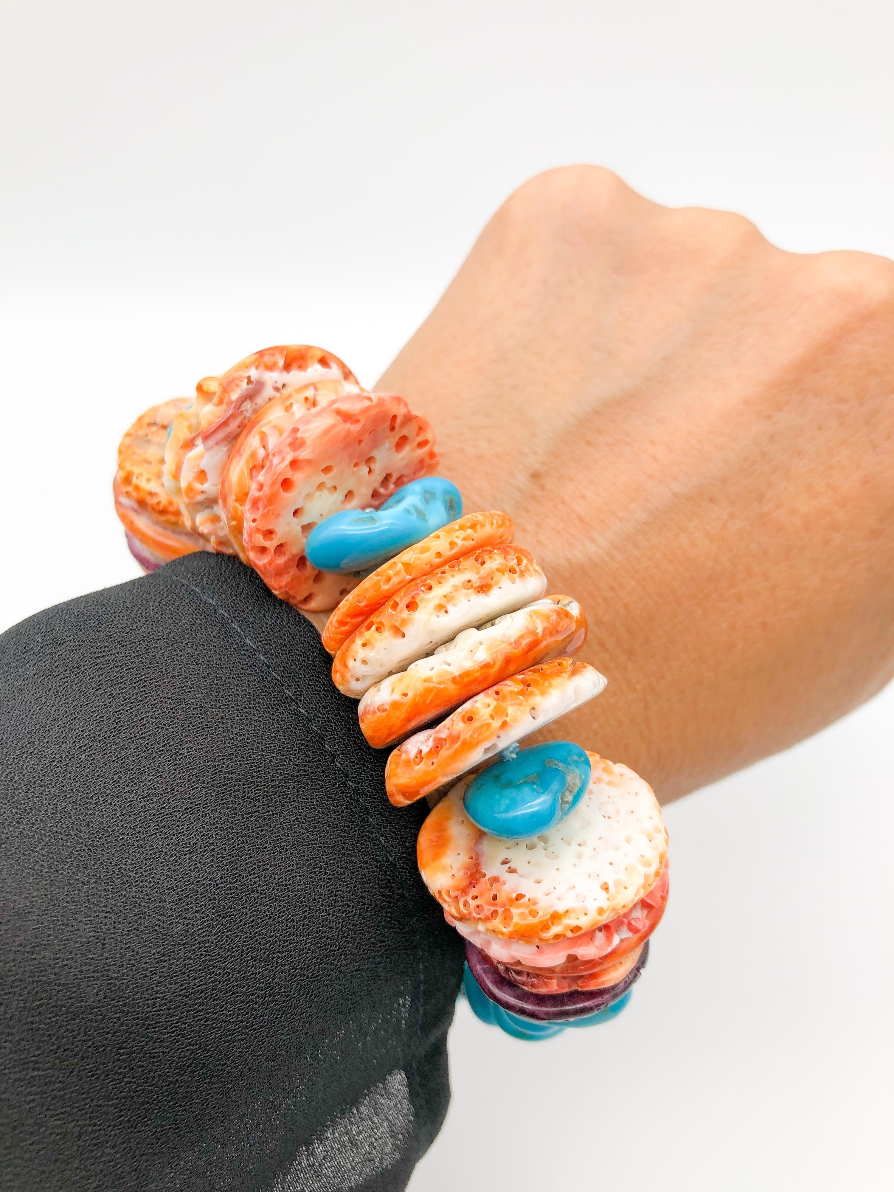 A.Jeschel Spiney Shell Austern- und Türkis-Armband im Angebot 1
