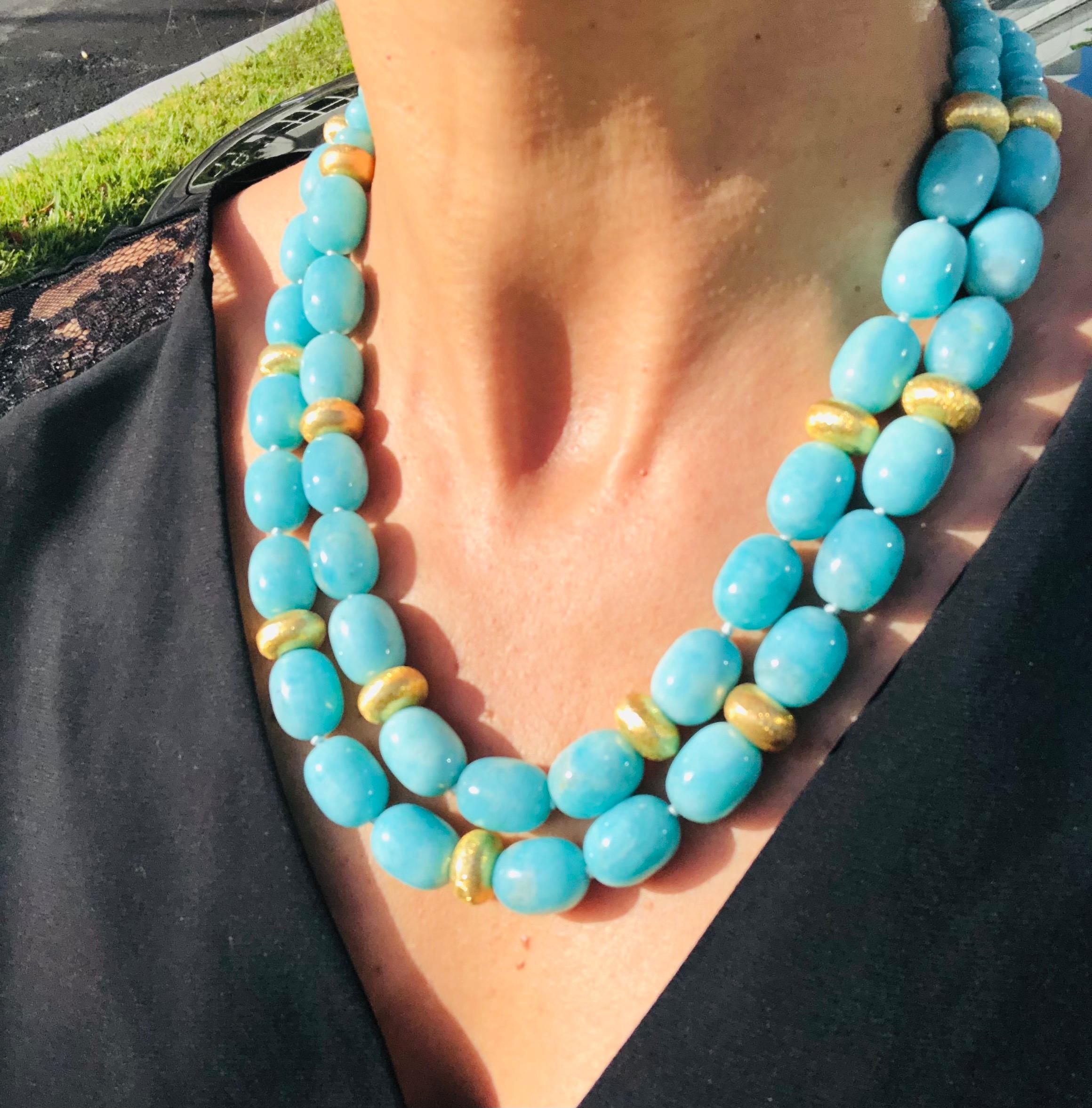 Contemporary A.Jeschel Splendind Polished Amazonite necklace  For Sale