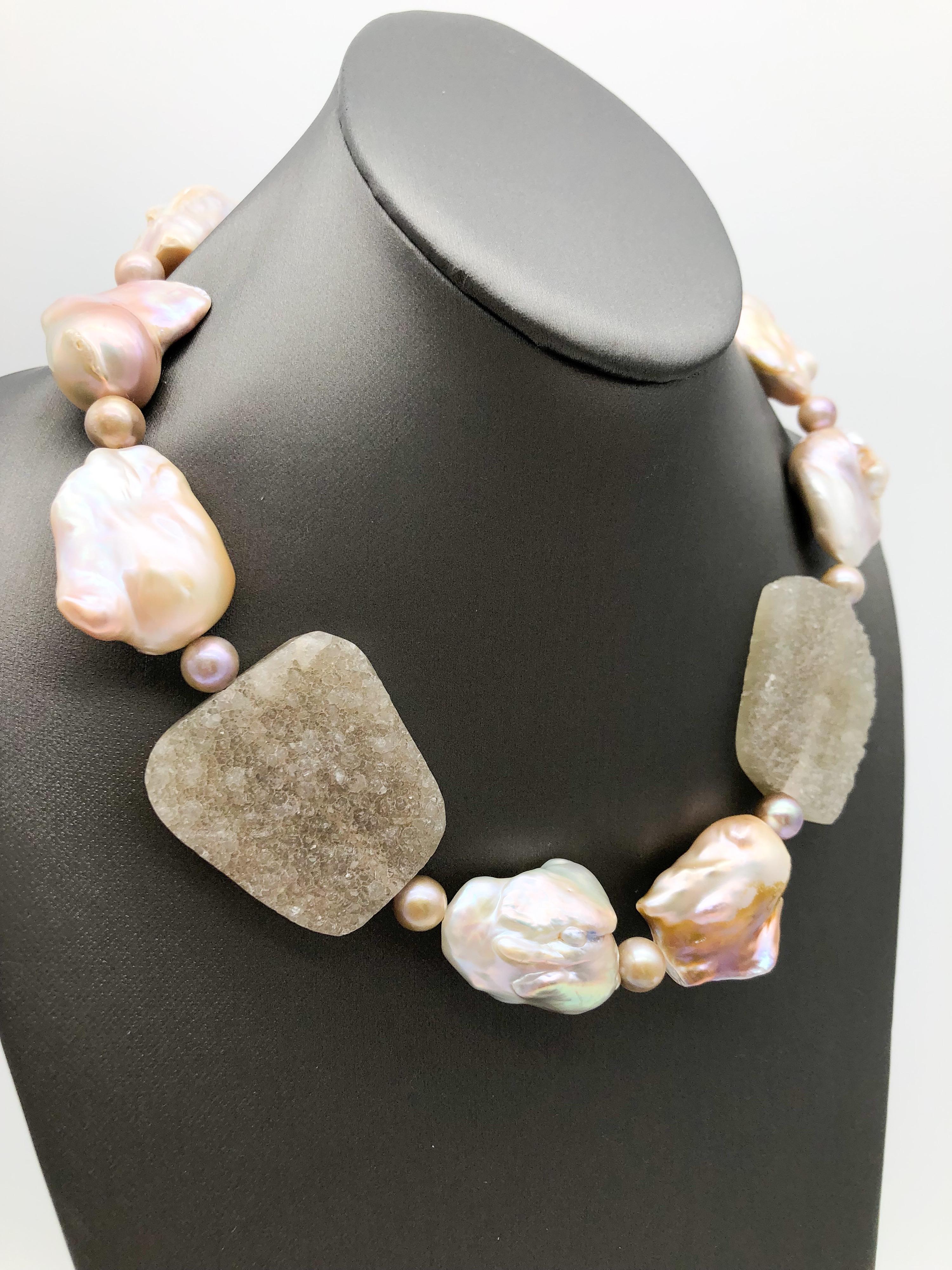 Mixed Cut A.Jeschel Statement Baroque Pearl Necklace. For Sale