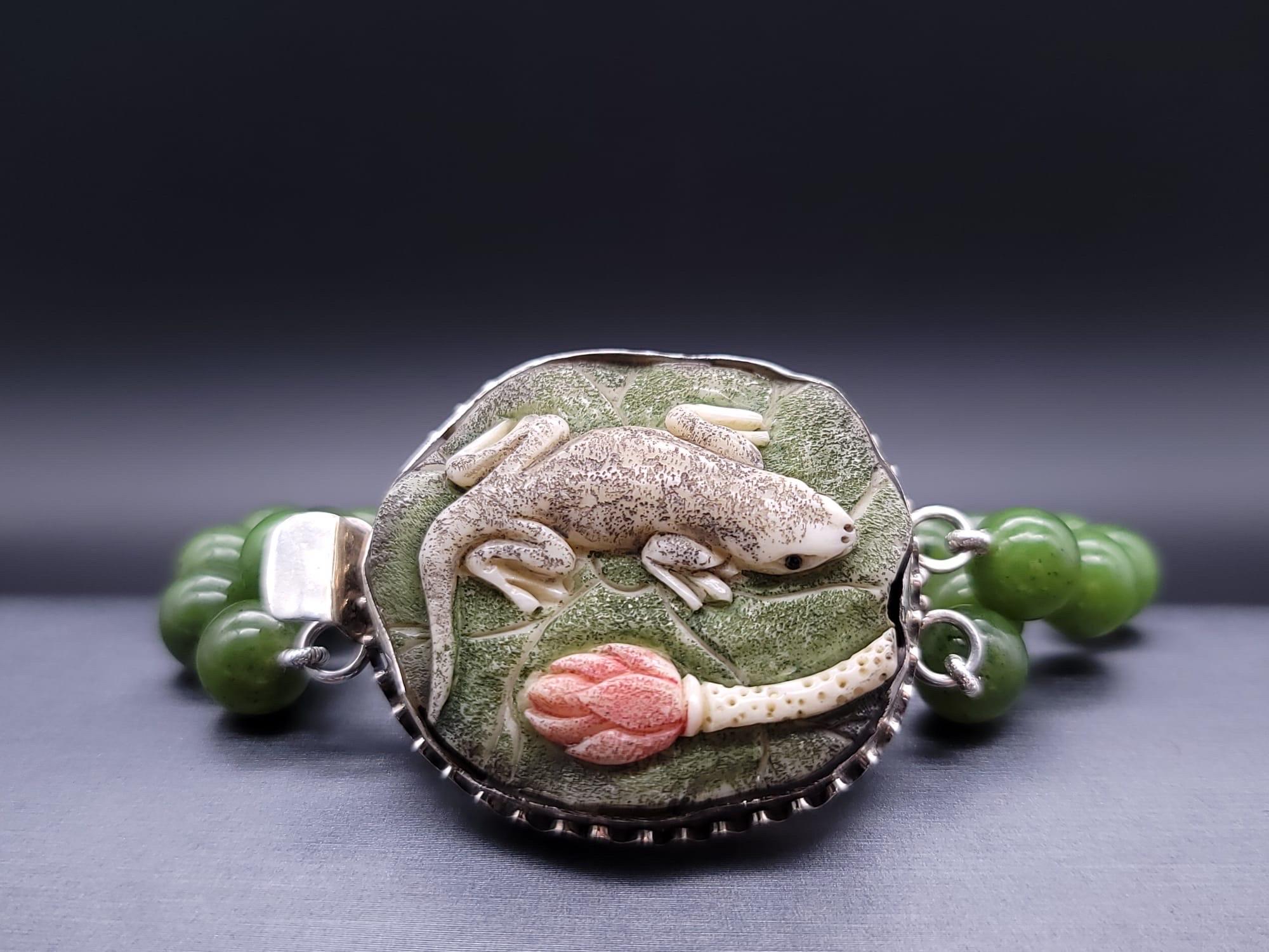 A.Jeschel Statement Nephrite Jade Bracelet. 4