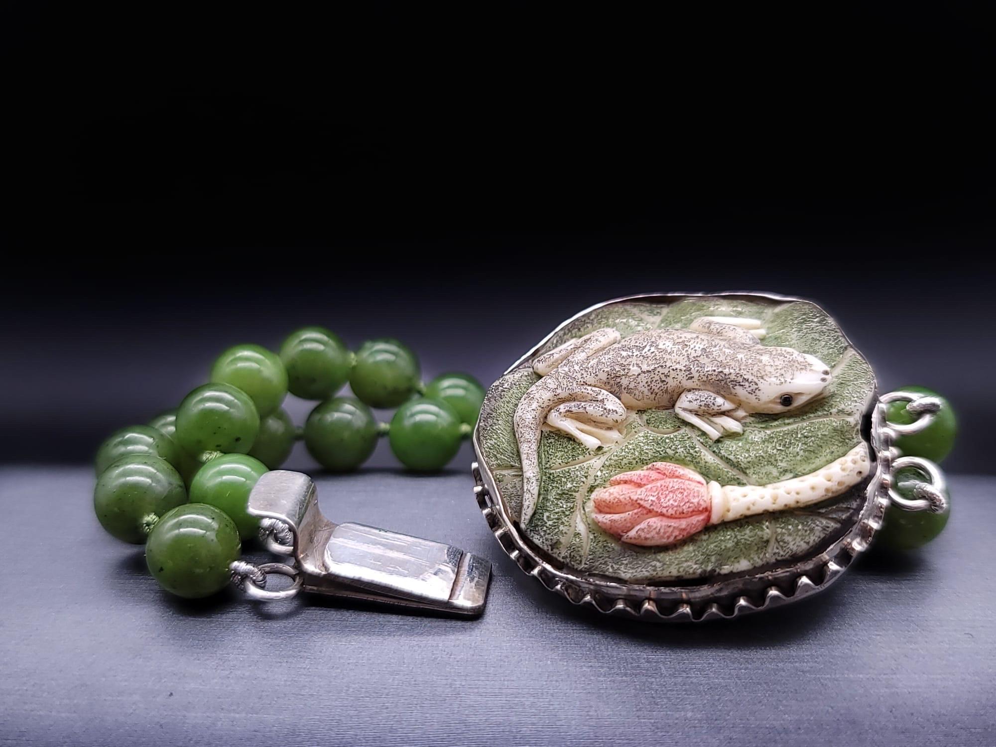 A.Jeschel Statement Nephrite Jade Bracelet. 7