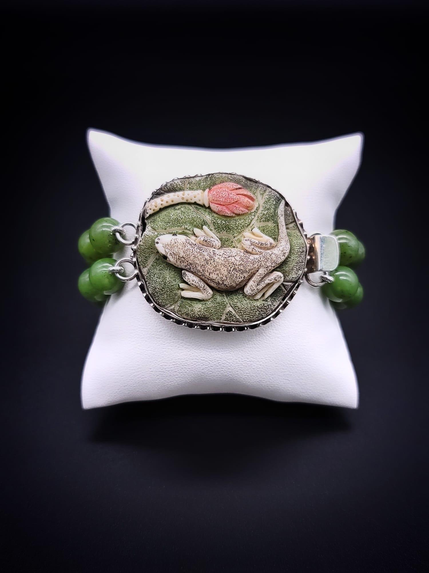 A.Jeschel Statement Nephrite Jade Bracelet. 3