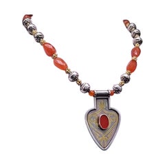 A.Jeschel Strinking Carnelian Tribal Pendant Necklace
