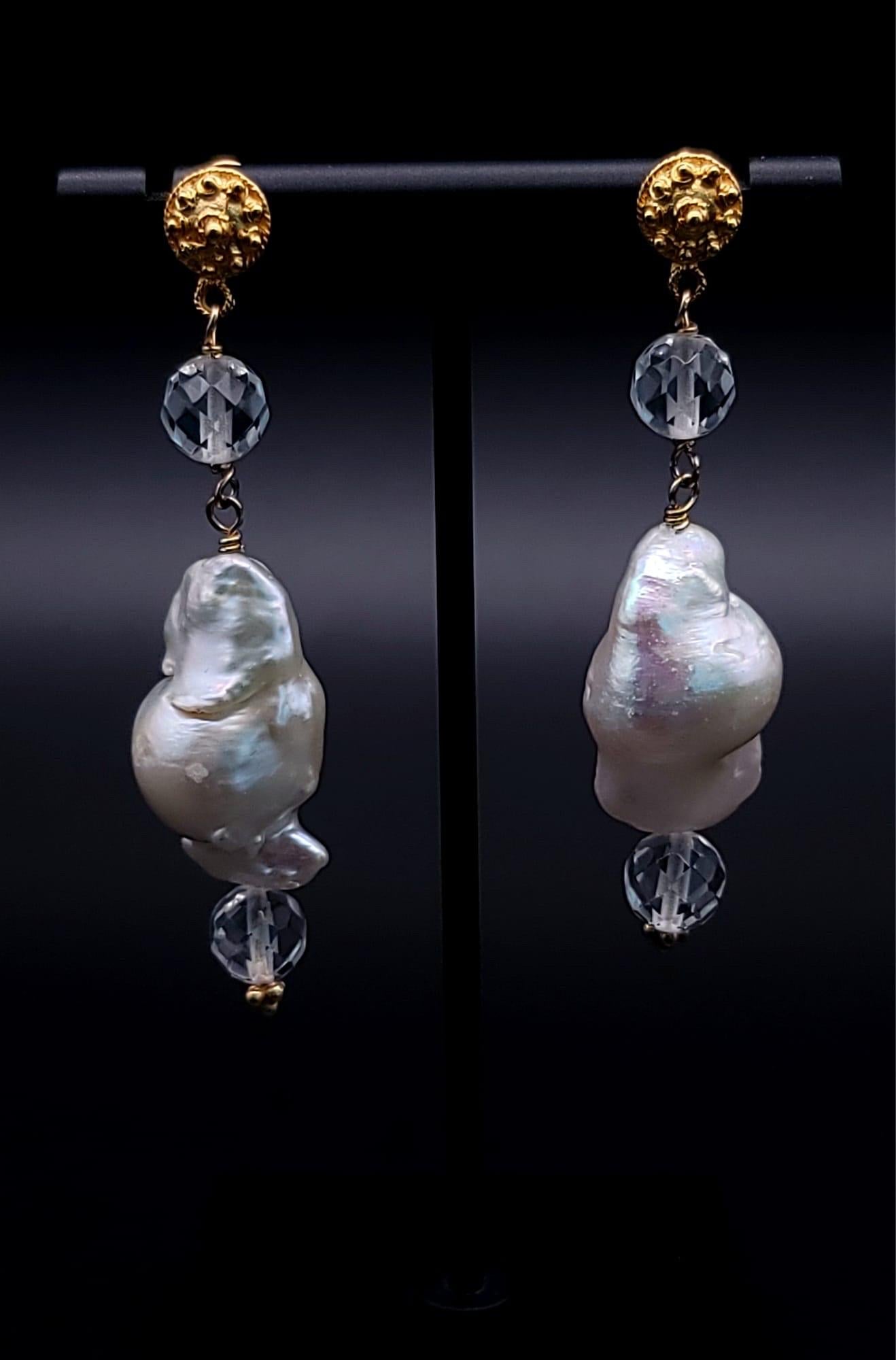 Mixed Cut A.Jeschel Stunning Baroque Pearl earrings. For Sale