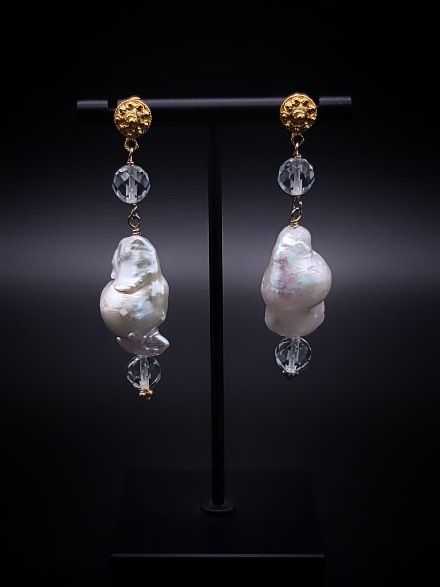 A.Jeschel Stunning Baroque Pearl earrings. In New Condition For Sale In Miami, FL