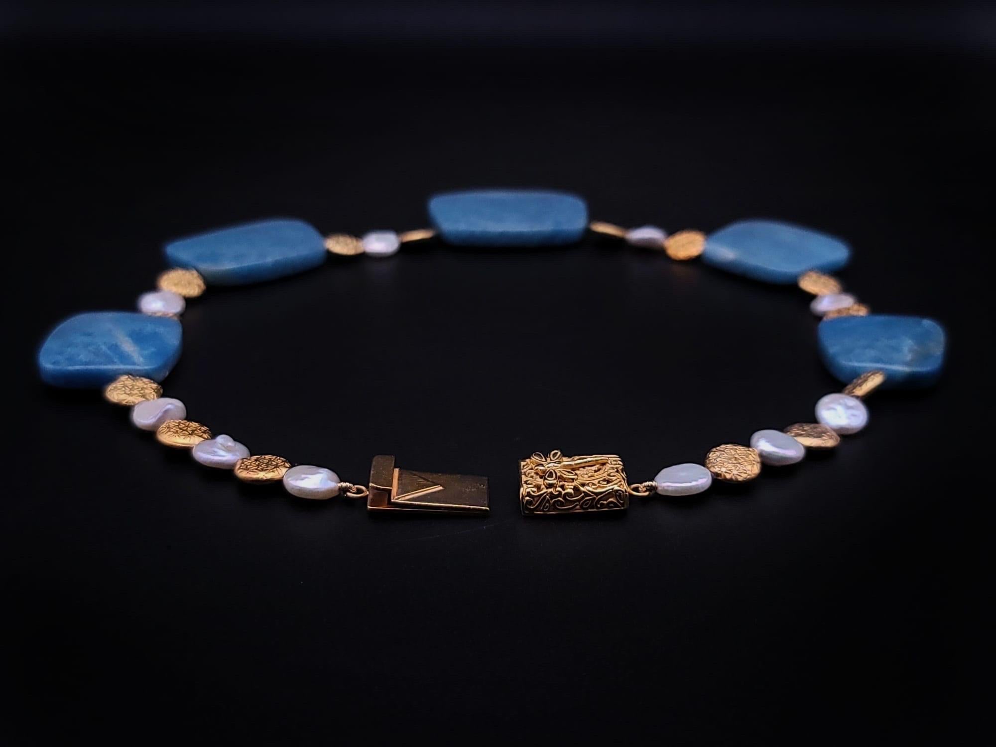 A.Jeschel Stunning Blue Quartz plates necklace For Sale 3