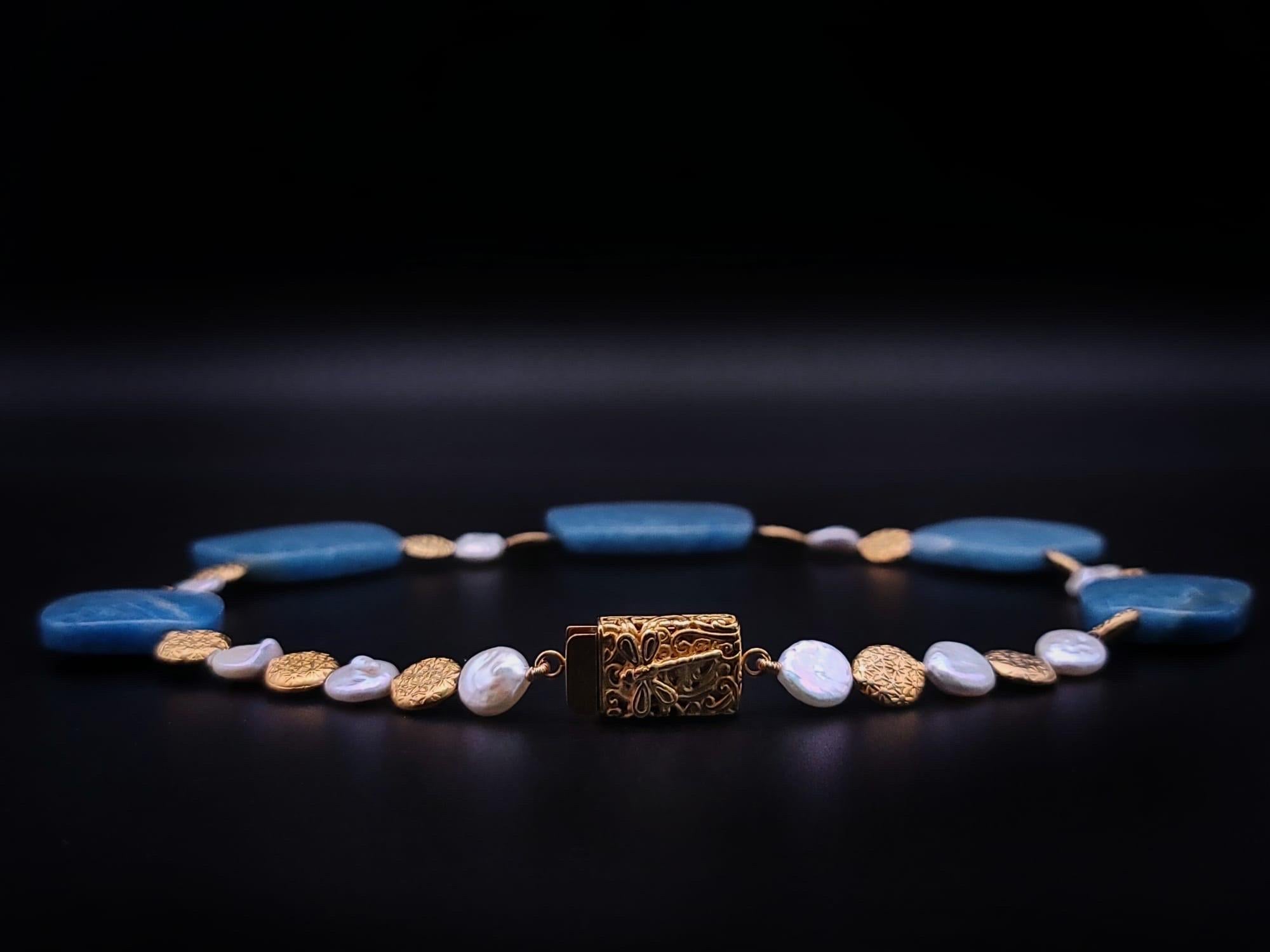 A.Jeschel Stunning Blue Quartz plates necklace For Sale 4