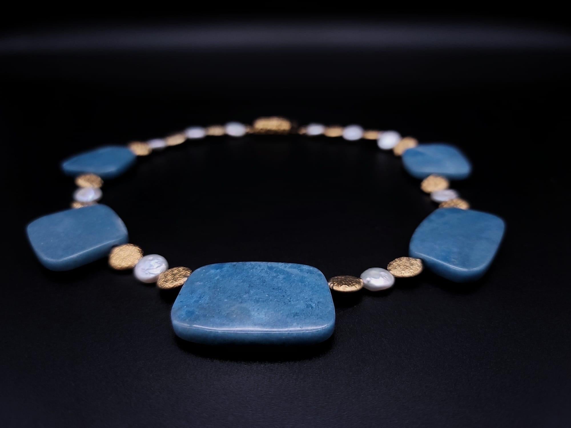 A.Jeschel Stunning Blue Quartz plates necklace For Sale 5