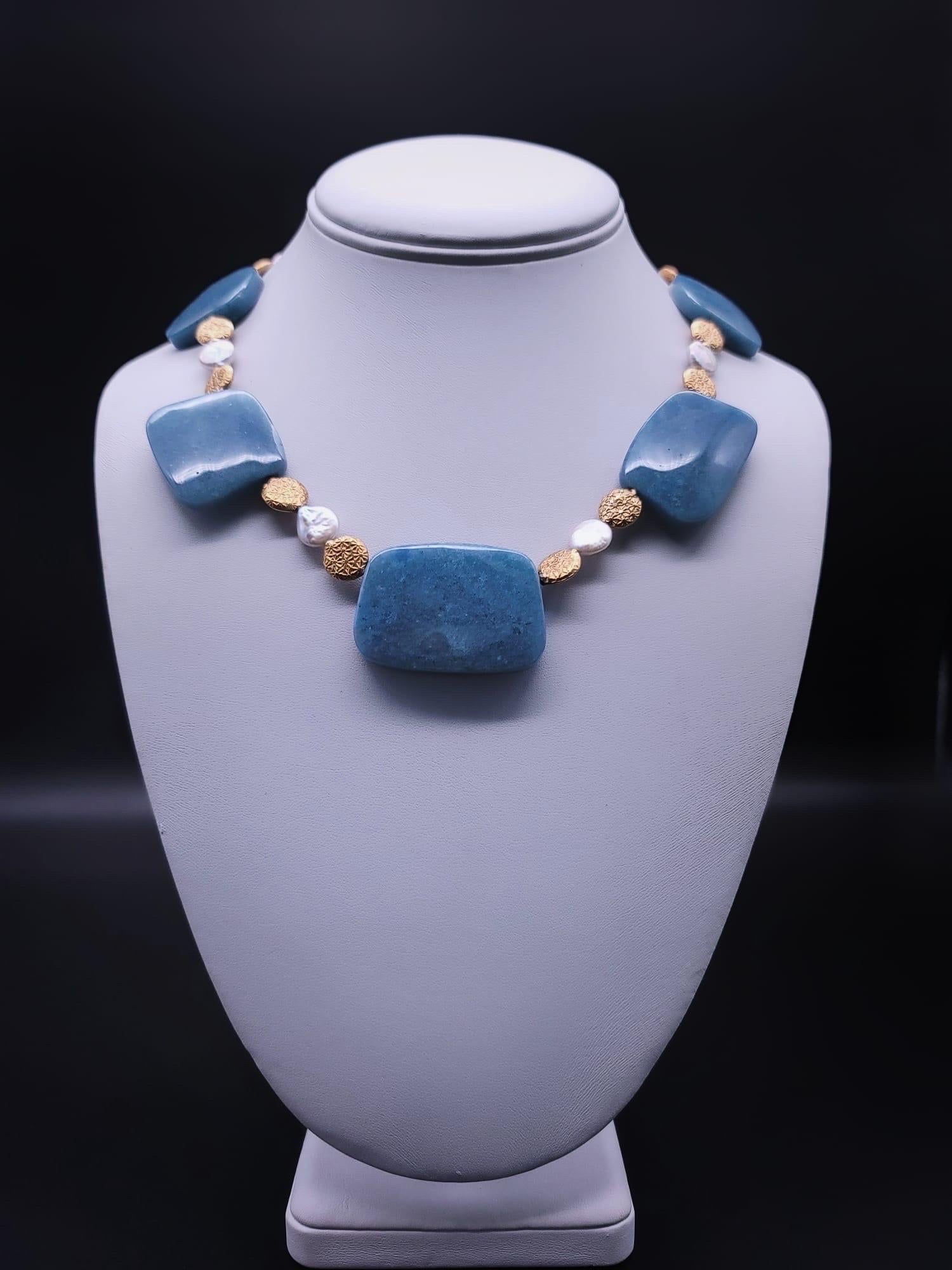 A.Jeschel Stunning Blue Quartz plates necklace For Sale 8