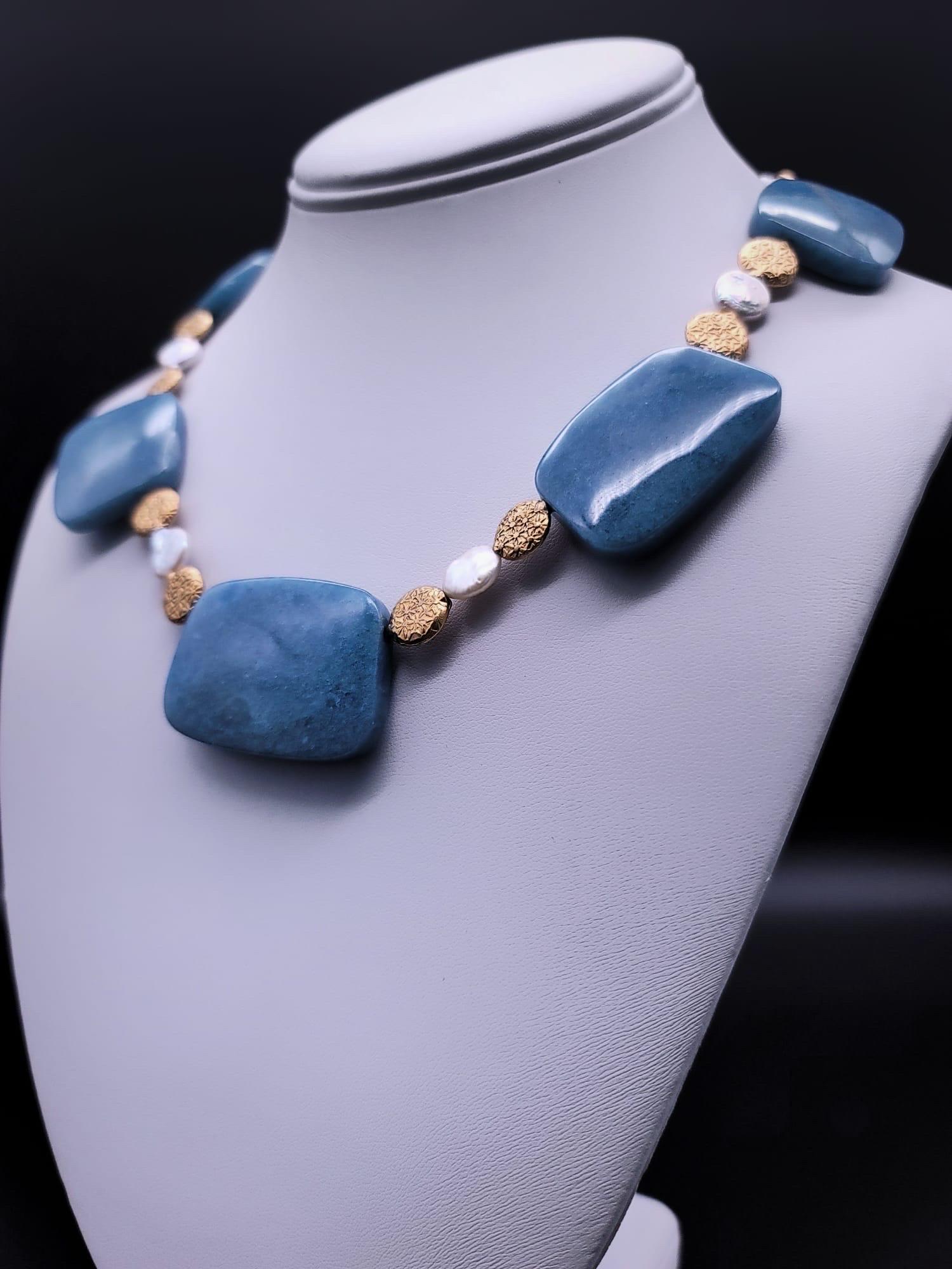 A.Jeschel Stunning Blue Quartz plates necklace For Sale 9