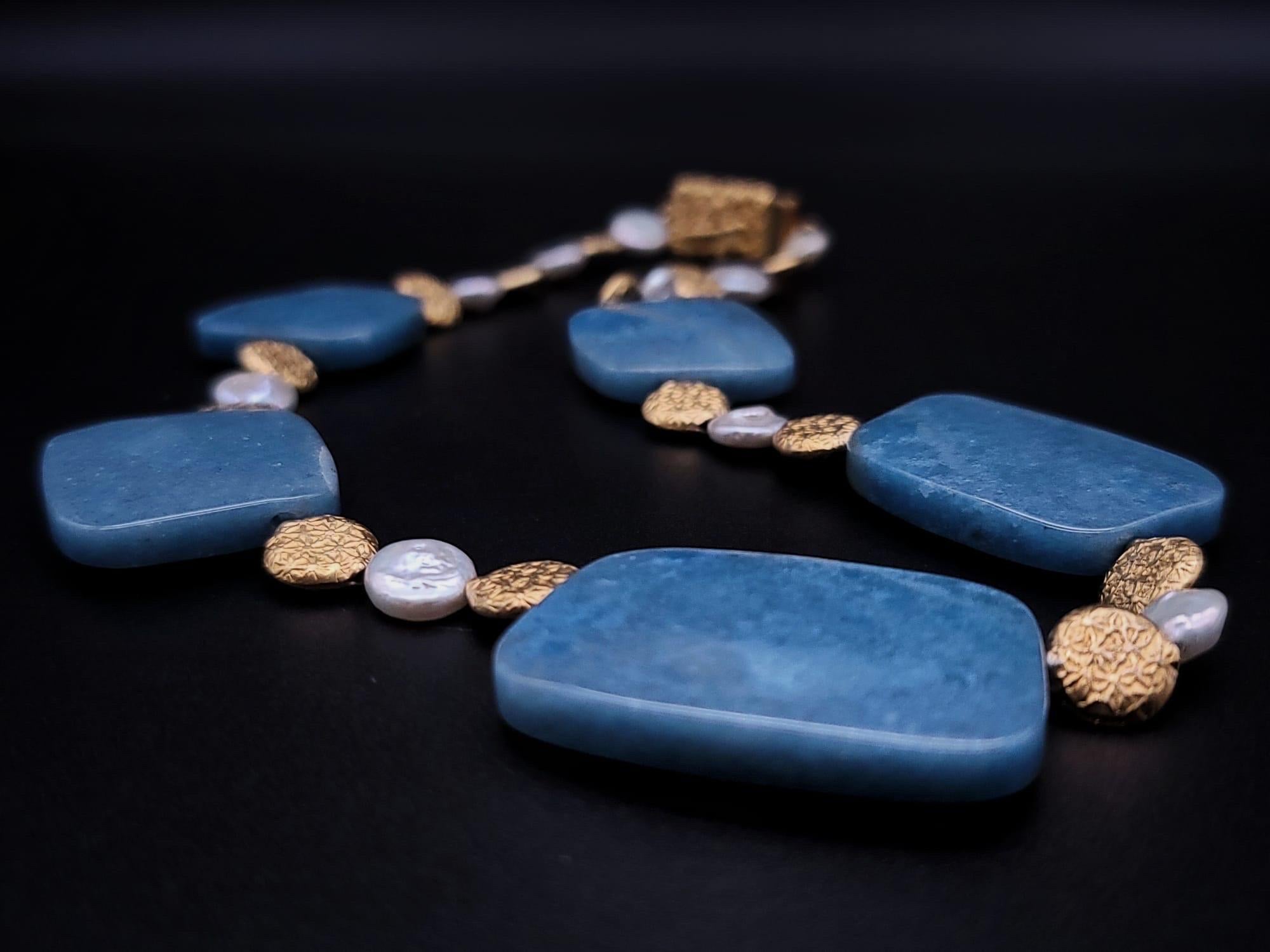 A.Jeschel Stunning Blue Quartz plates necklace For Sale 10
