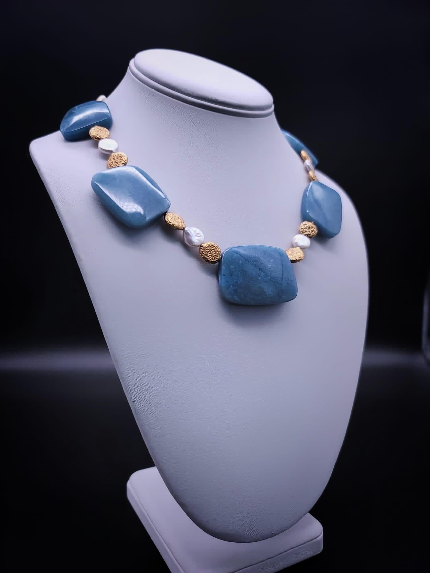 Contemporary A.Jeschel Stunning Blue Quartz plates necklace For Sale